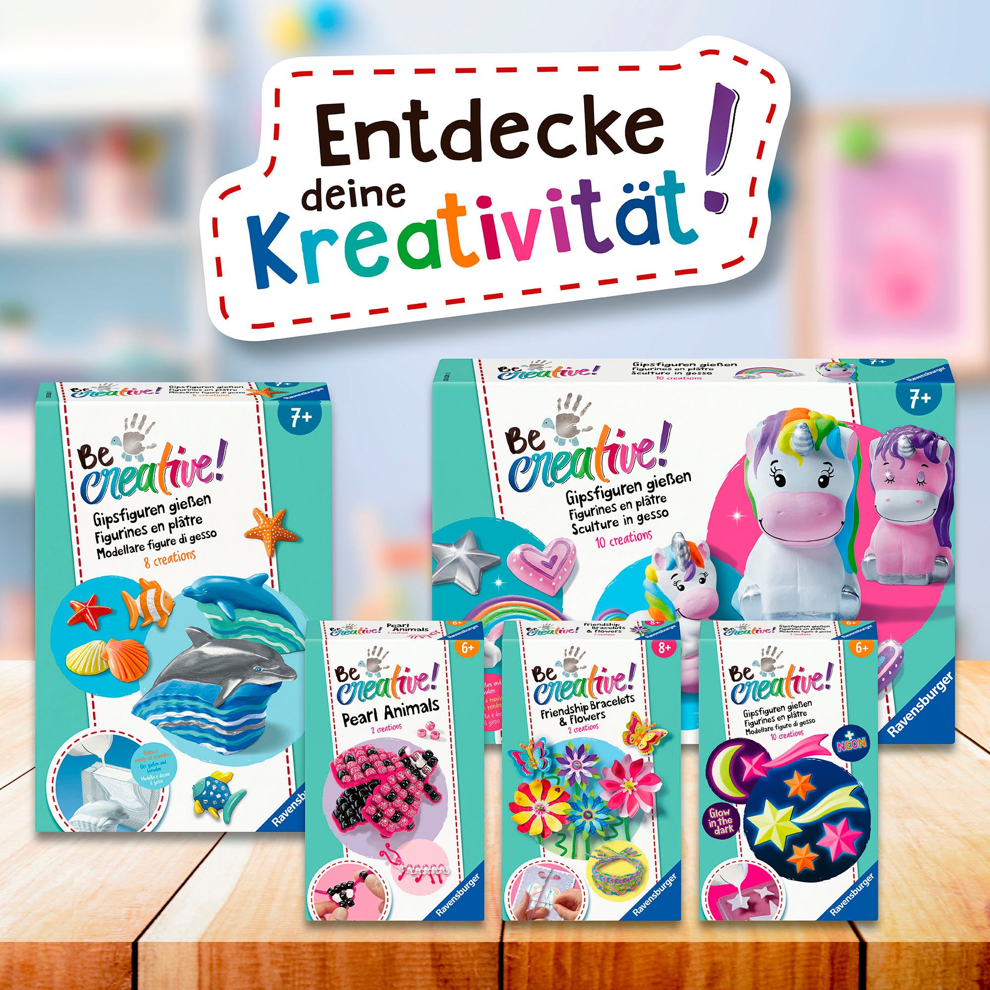 Ravensburger Kreativset BeCreative Midi, Bastelset DIY Gipsfiguren gießen Einhorn, Made in Europe