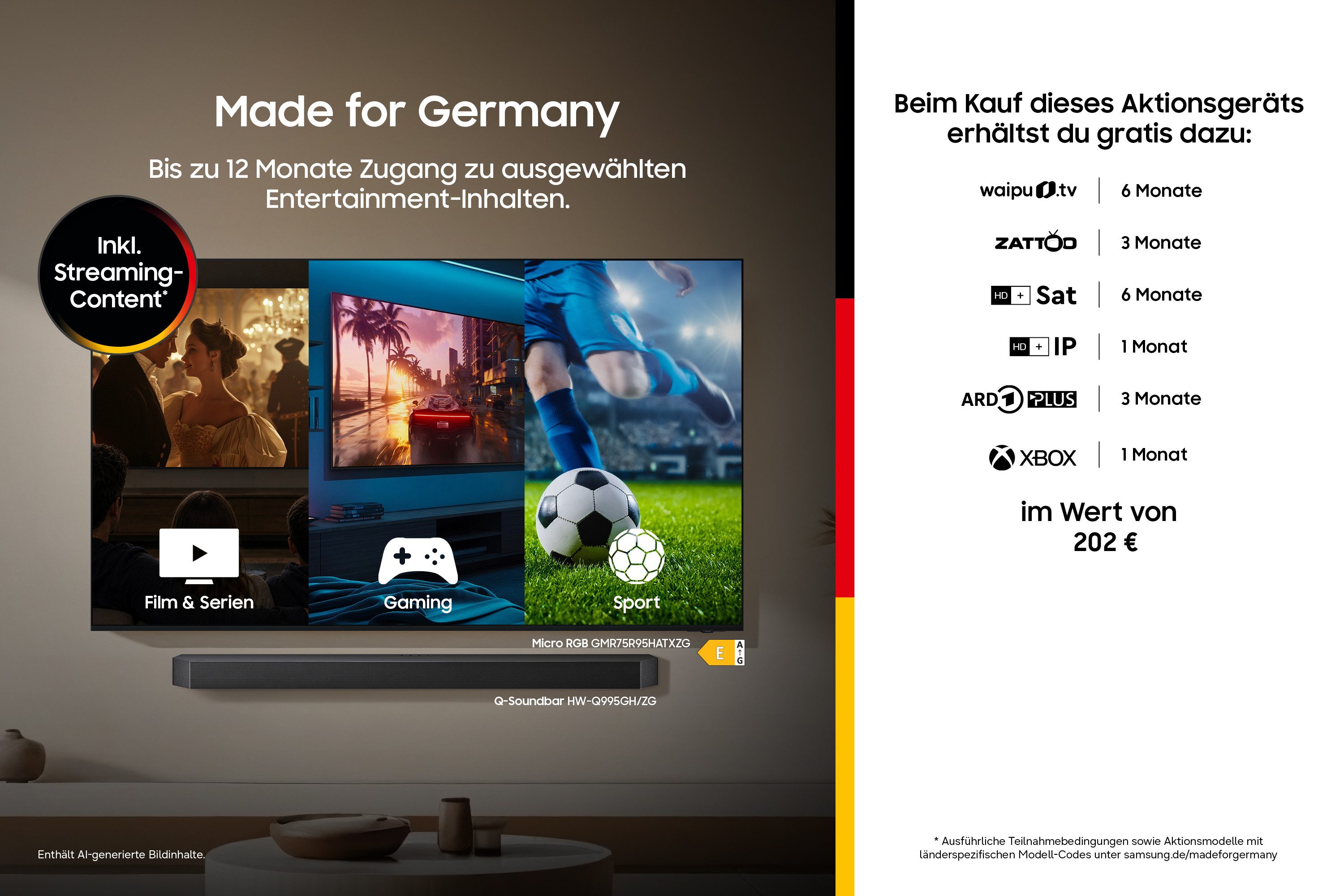 Samsung GU43U7099HU LED-Fernseher (108 cm/43 Zoll, 4K Ultra HD, Smart-TV, PurColor, HDR 10+, OTS Lite für 3D-Sound, Gaming Hub, AI Companion)