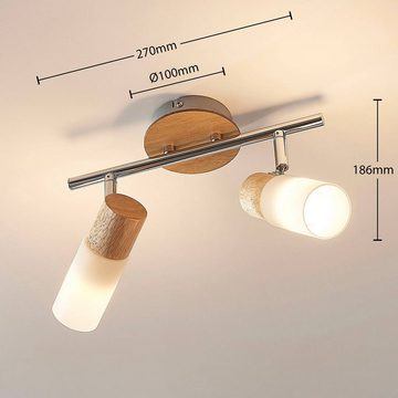 Lindby Strahler Christoph, Landhaus / Rustikal, Glas, Holz, Metall, weiß, holz hell, 2 flammig