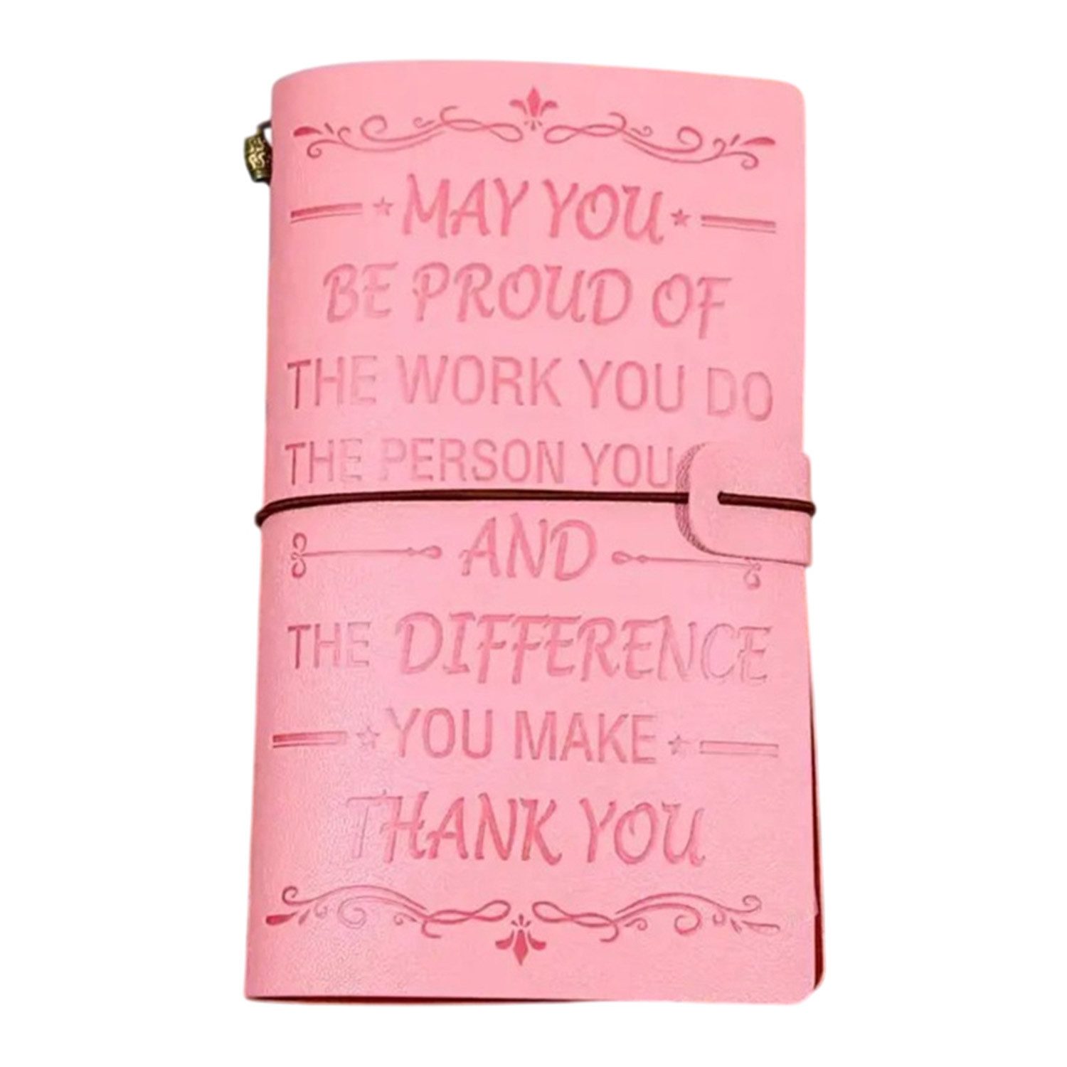 Refttenw Notizbuch Leder Notizbuch Rosa Einfaches Nachfüllbar A6 Vintage Tagebuch, 136 Seiten, Größe: 19,7× 12 cm, in Rosa