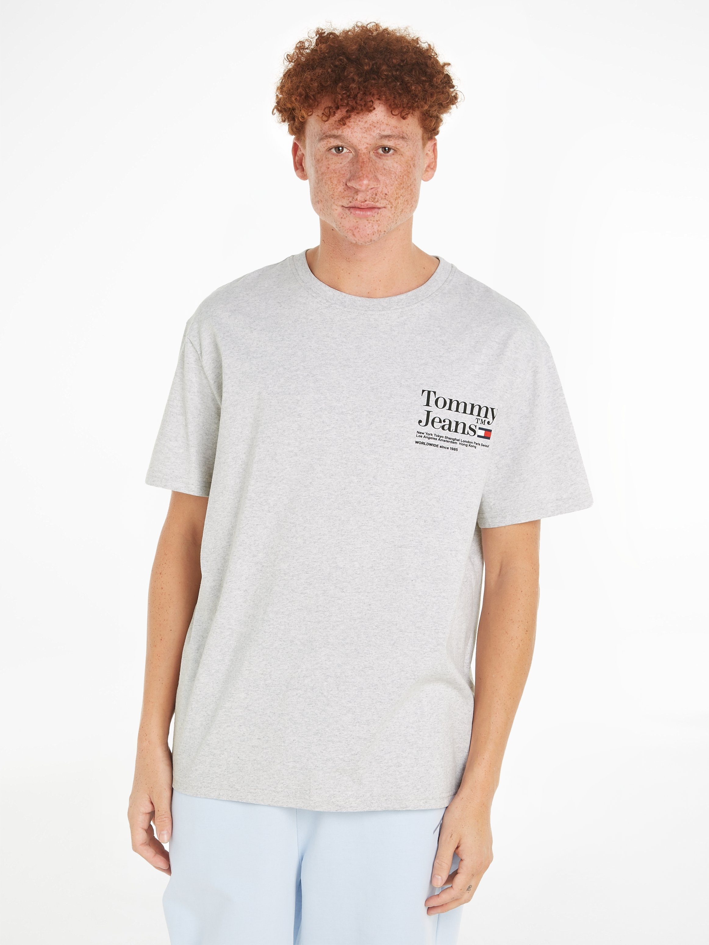 Tommy Jeans T-Shirt TJM REG MODERN TOMMY TM TEE mit großem Aufdruck auf dem Rücken Silver Grey