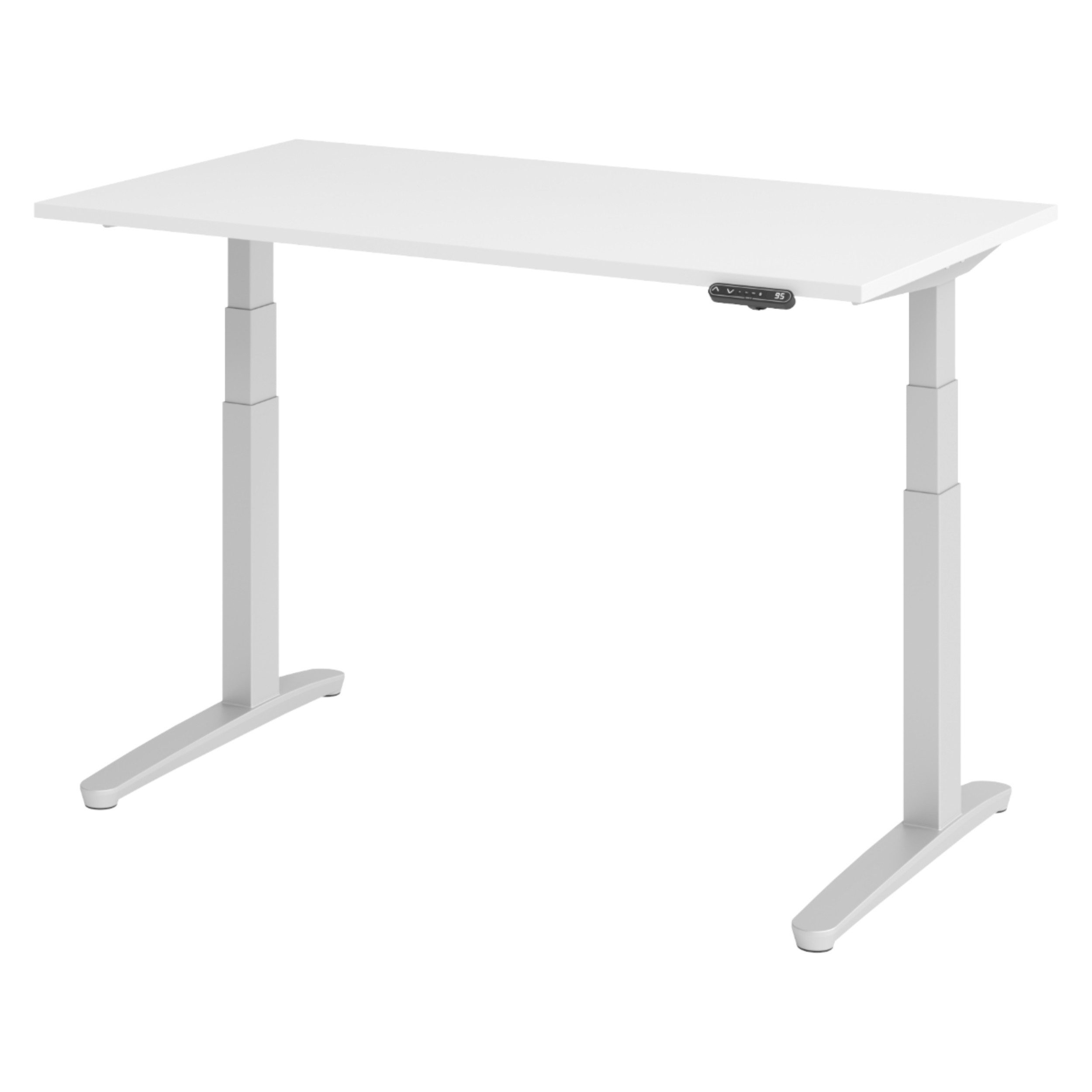 bümö Schreibtisch bümö XBHM Schreibtisch, Rechteck: 140 x 80 cm - Dekor: Weiß - Gestell: Silber