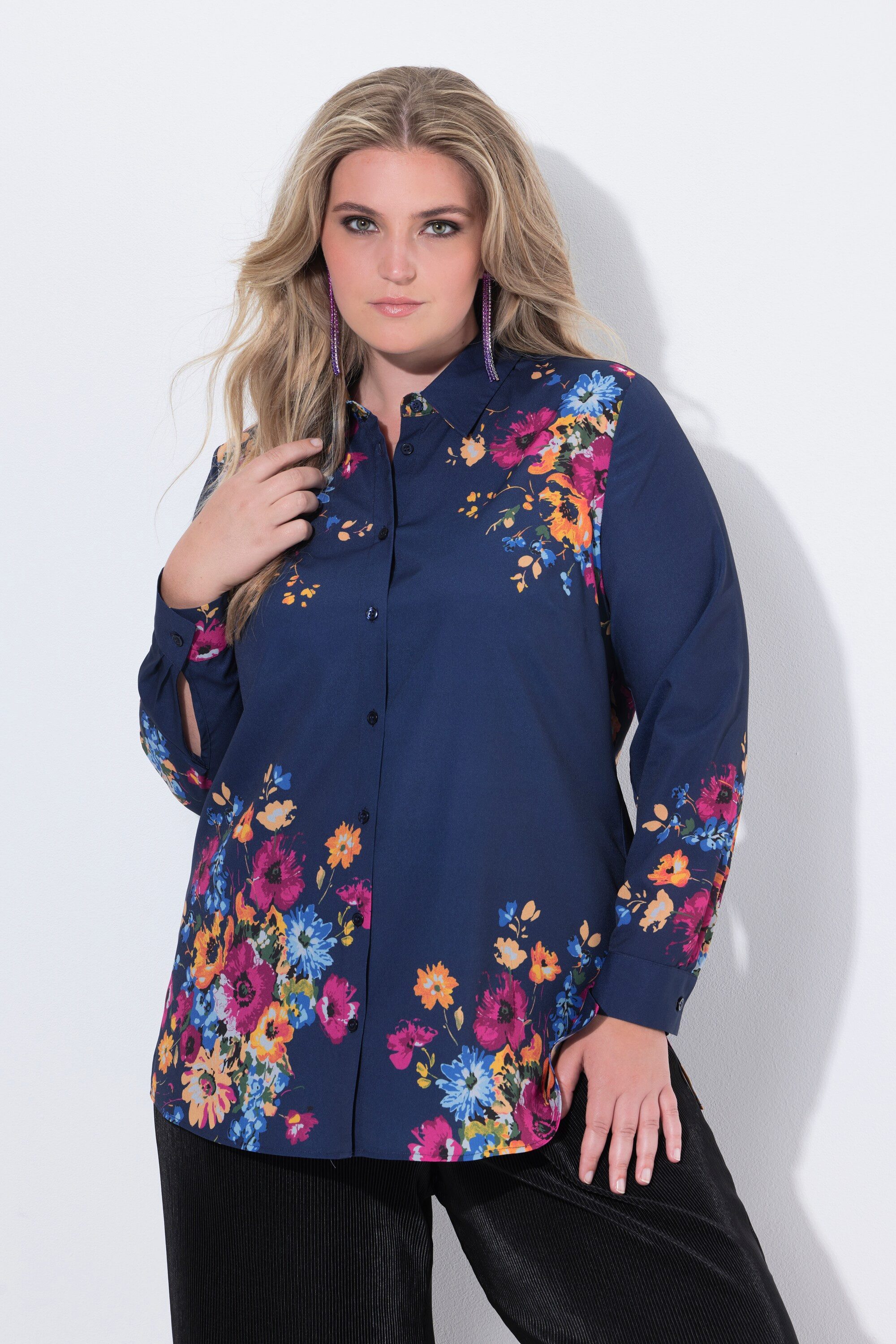 MIAMODA Hemdbluse Bluse A-Linie Blumenmuster Langarm günstig online kaufen