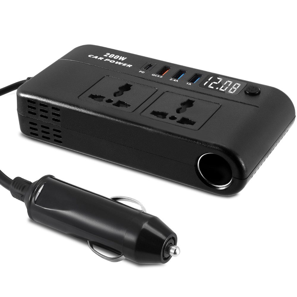 i@home Wechselrichter, mit 7 Anschlüssen, PD USB-Schnellladung & LCD-Anzeige