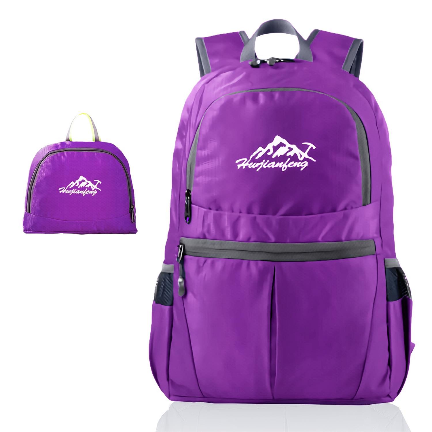 Intirilife Tagesrucksack (Faltbarer Rucksack Ultraleicht in Violette), 36L Unisex Wanderrucksack Wasserdicht