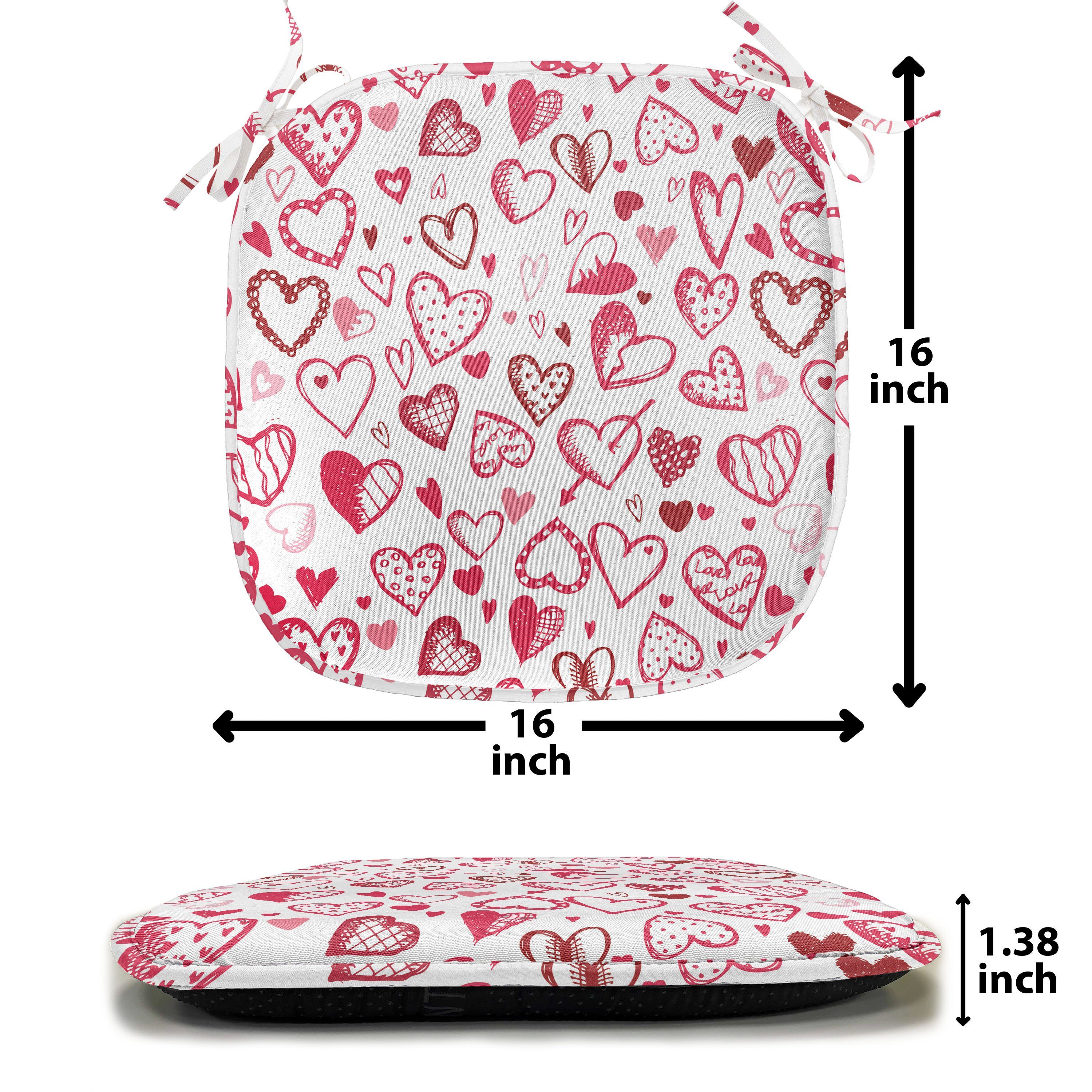 Abakuhaus Stuhlkissen Valentines Kissen Küchensitze, Herzen Dekoratives wasserfestes Sketch für Riemen mit Stil