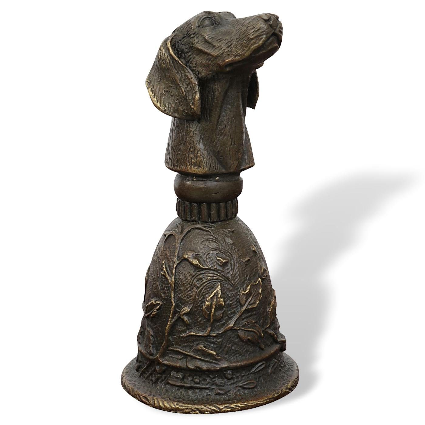 Bronzeskulptur Antik-Stil Bronze Glocke Figur Hund Dekoobjekt Handglocke Aubaho Tischglocke