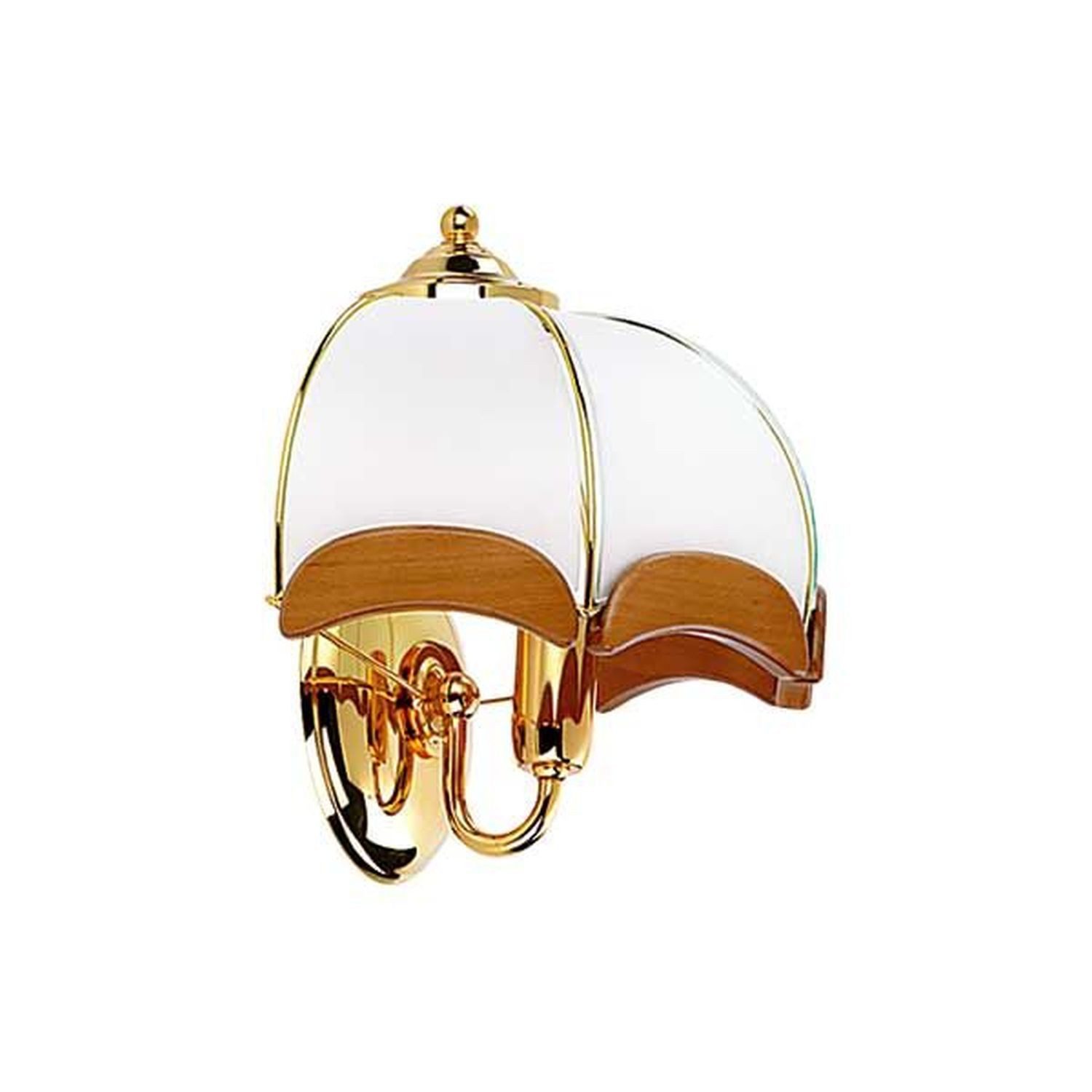 Licht-Erlebnisse Wandleuchte JANOW, ohne Leuchtmittel, Rustikal 30 cm breit Glas Metall Holz E14 in Gold Weiß Braun