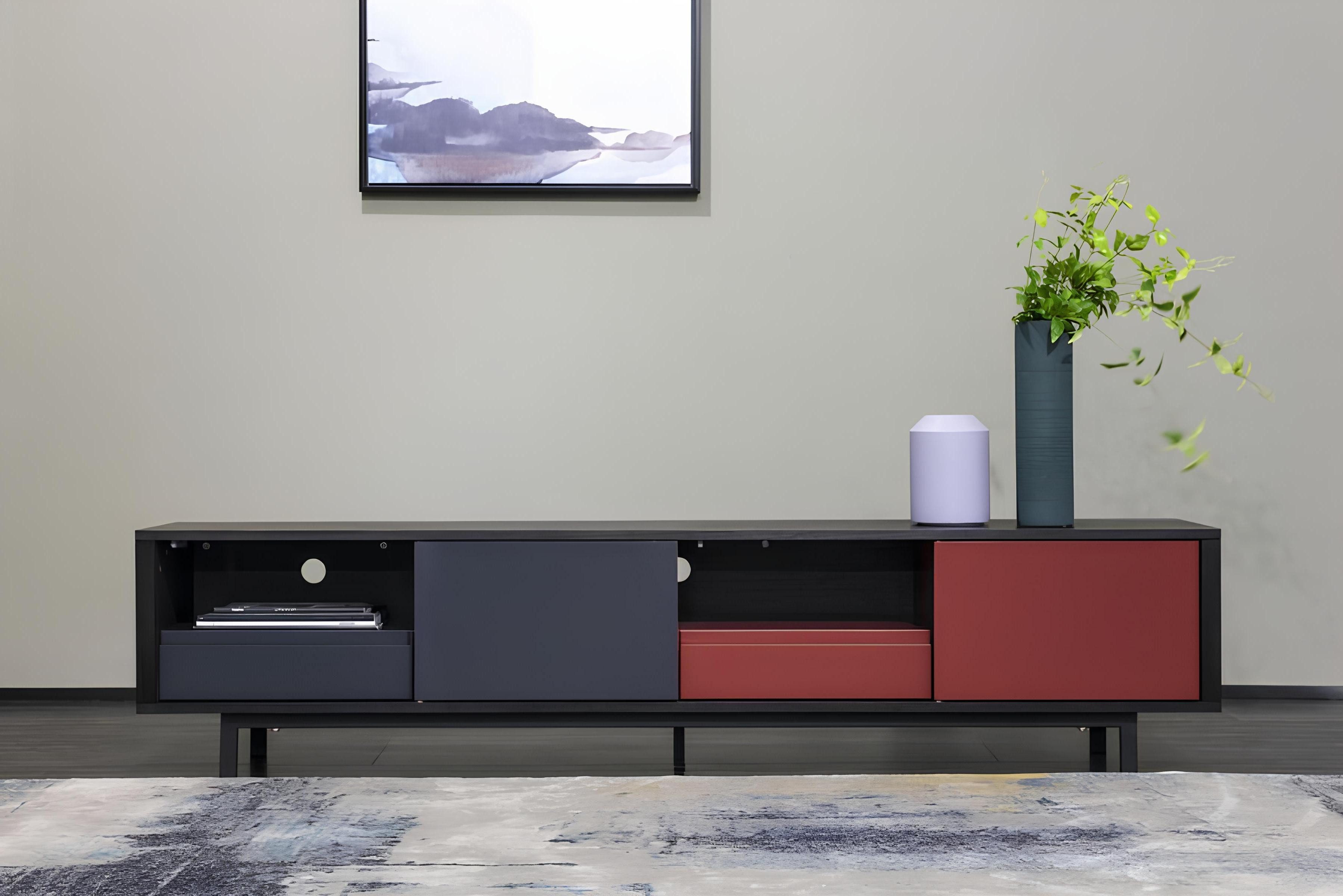 Xlmoebel Lowboard Luxus-Sideboard mit roten Regalen und elegantem Design (1 St., Sideboard), Hergestellt in Europa