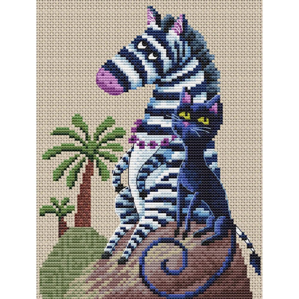 Collection D'art Kreativset CDA Kreuzstich Stickpackung "Schwarz und Weiß", Zählmuster, 15x20cm, (embroidery kit by Marussia)
