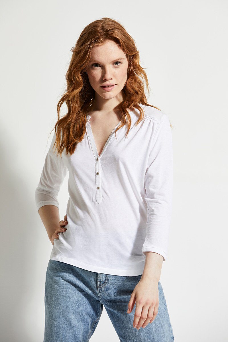 wunderwerk Kurzarmbluse Henley blouse 3/4 m.t. günstig online kaufen