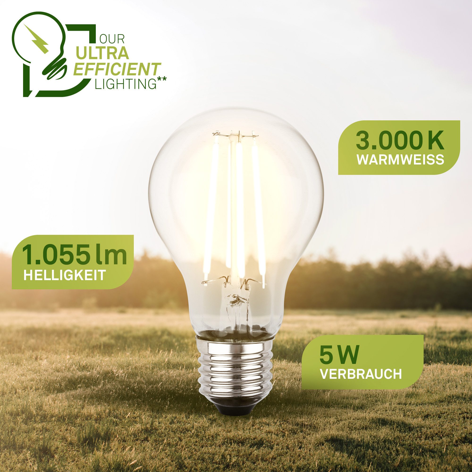 Briloner Leuchten LED-Leuchtmittel 2er Set EEK A Warmweißes Licht, E14, E27, GU10, ultra energieeffizient, versch. Formen und Größen – Bild 4 von 5