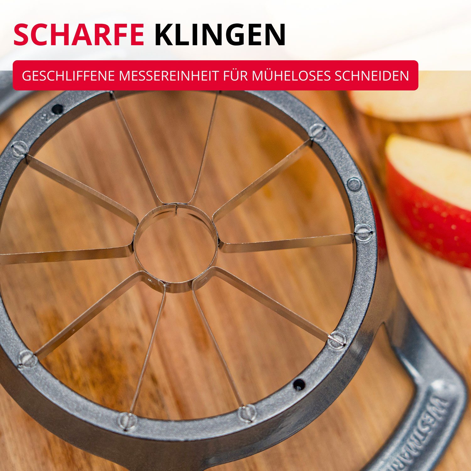 WESTMARK Obstschneider / Apfel- und Birnenteiler mit Schneidteller »Divisorex-Spezial« Black, griffige Haptik – Bild 5 von 5