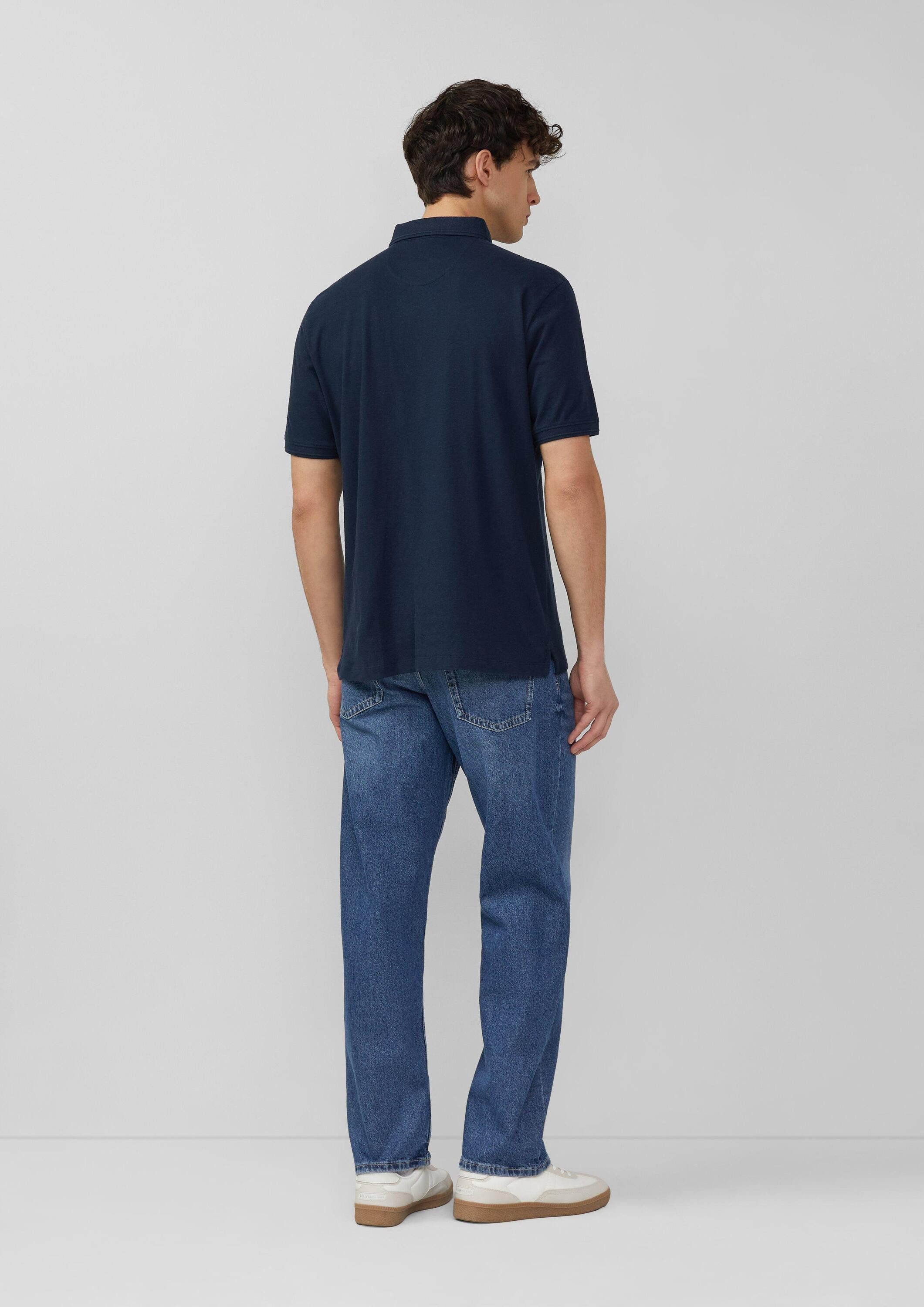 s.Oliver Kurzarmshirt Polo-Shirt Poloshirt aus Baumwoll-Leinenmix