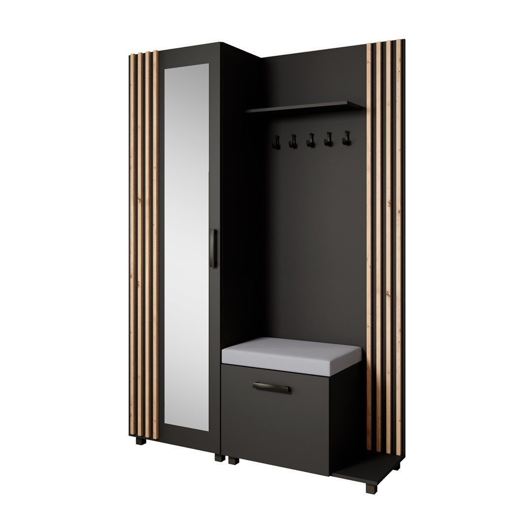 Beautysofa Garderoben-Set Livia – Design, Funktion und Ordnung in Perfektion, (Geräumiger Schuhschrank, mit praktischer Kleiderstange)