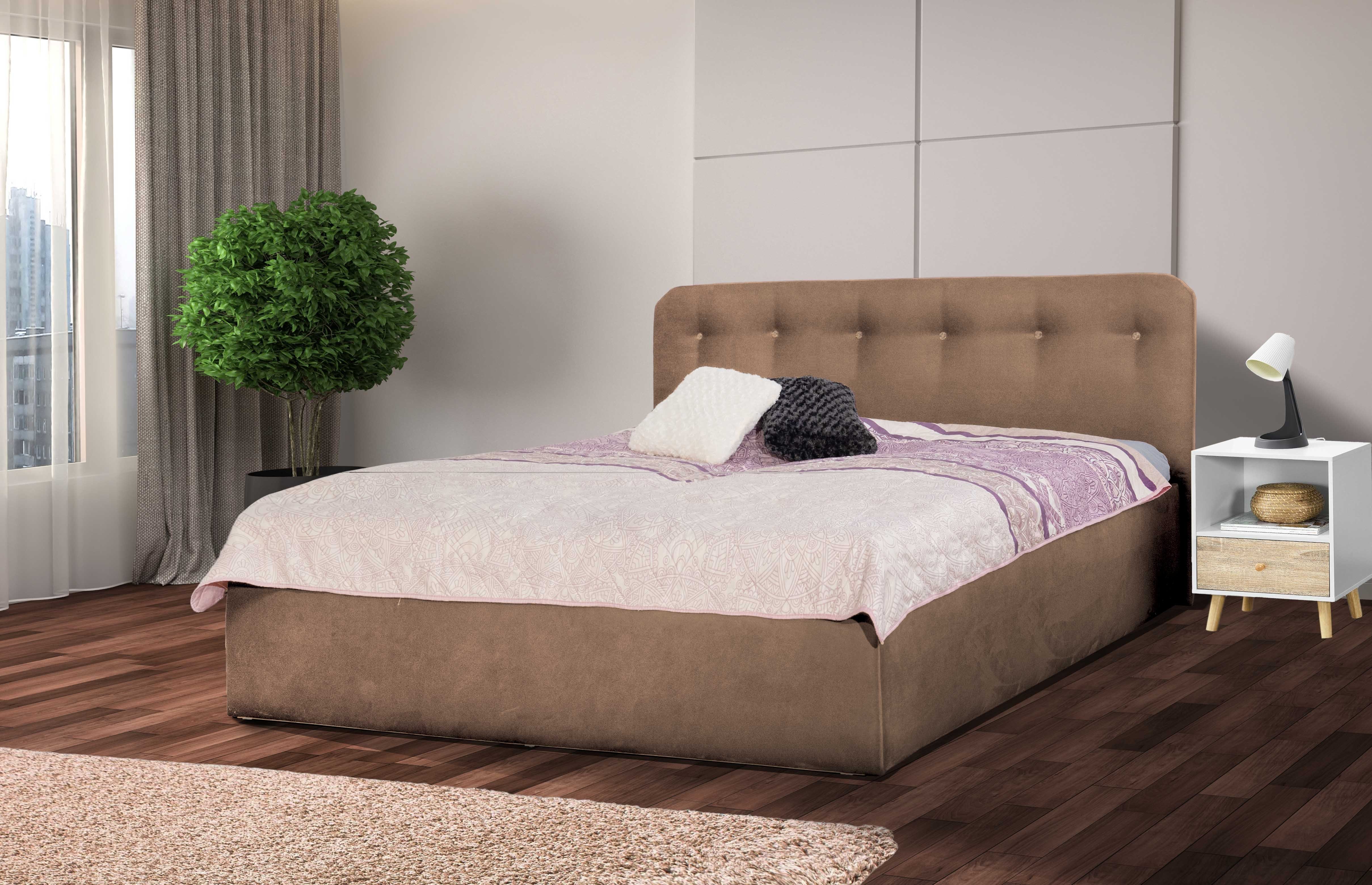 Halmon Schlafkomfort Betten Polsterbett Monako (Set, Bett), Ausführung mit Kristalle-Knöpfe oder Polester-Knöpfe Toffee