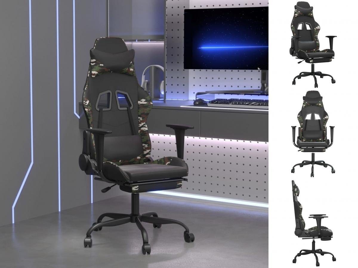 vidaXL Bürostuhl Gaming-Stuhl mit Fußstütze Schwarz und Tarnfarben Kunstleder