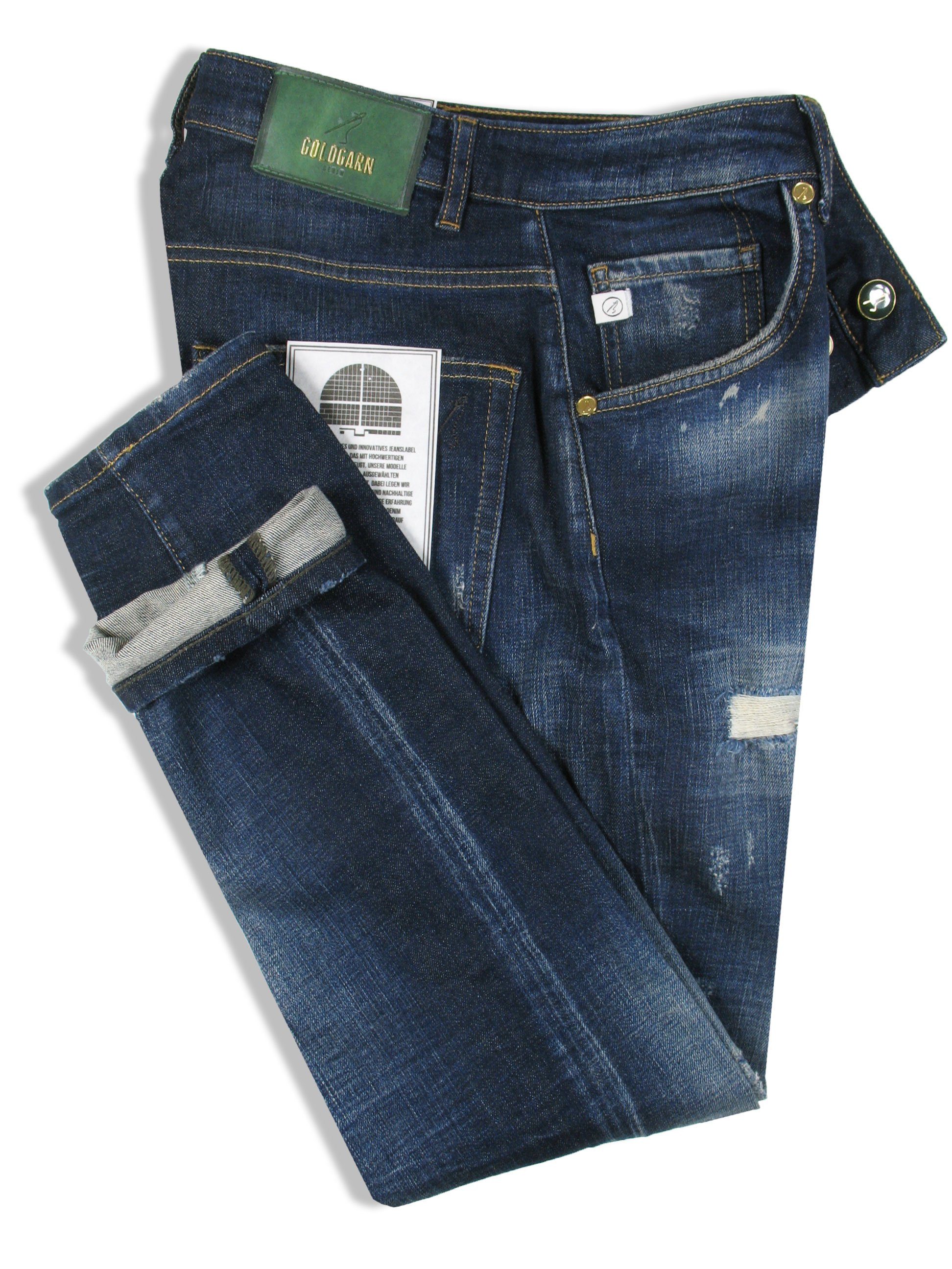Goldgarn 5-Pocket-Jeans Herren NECKARAU Skinny Cropped distressed Denim