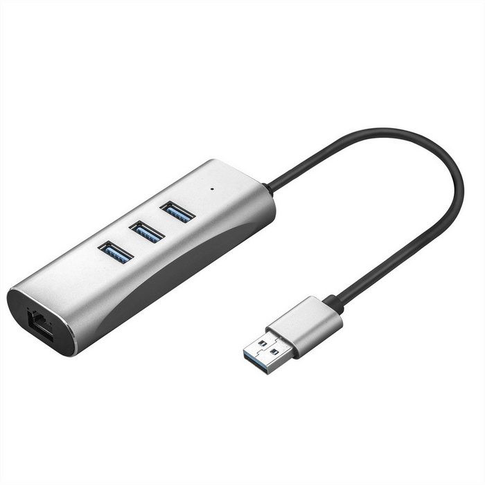 VALUE USB 3.2 Gen 1 zu Gigabit Ethernet Konverter + 3-Port USB Hub Computer-Adapter 10.0 cm