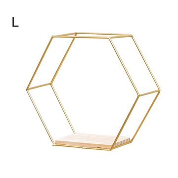 Rutaqian Hängedekoration Hexagon wandregal Metall, Regal ohne Bohren Wohnzimmer, hänge Regal