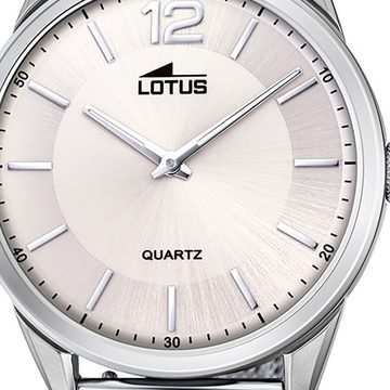 Lotus Quarzuhr Lotus Herren Armbanduhr Smart Casual, Herrenuhr rund, groß (ca. 40mm) Edelstahlarmband silber