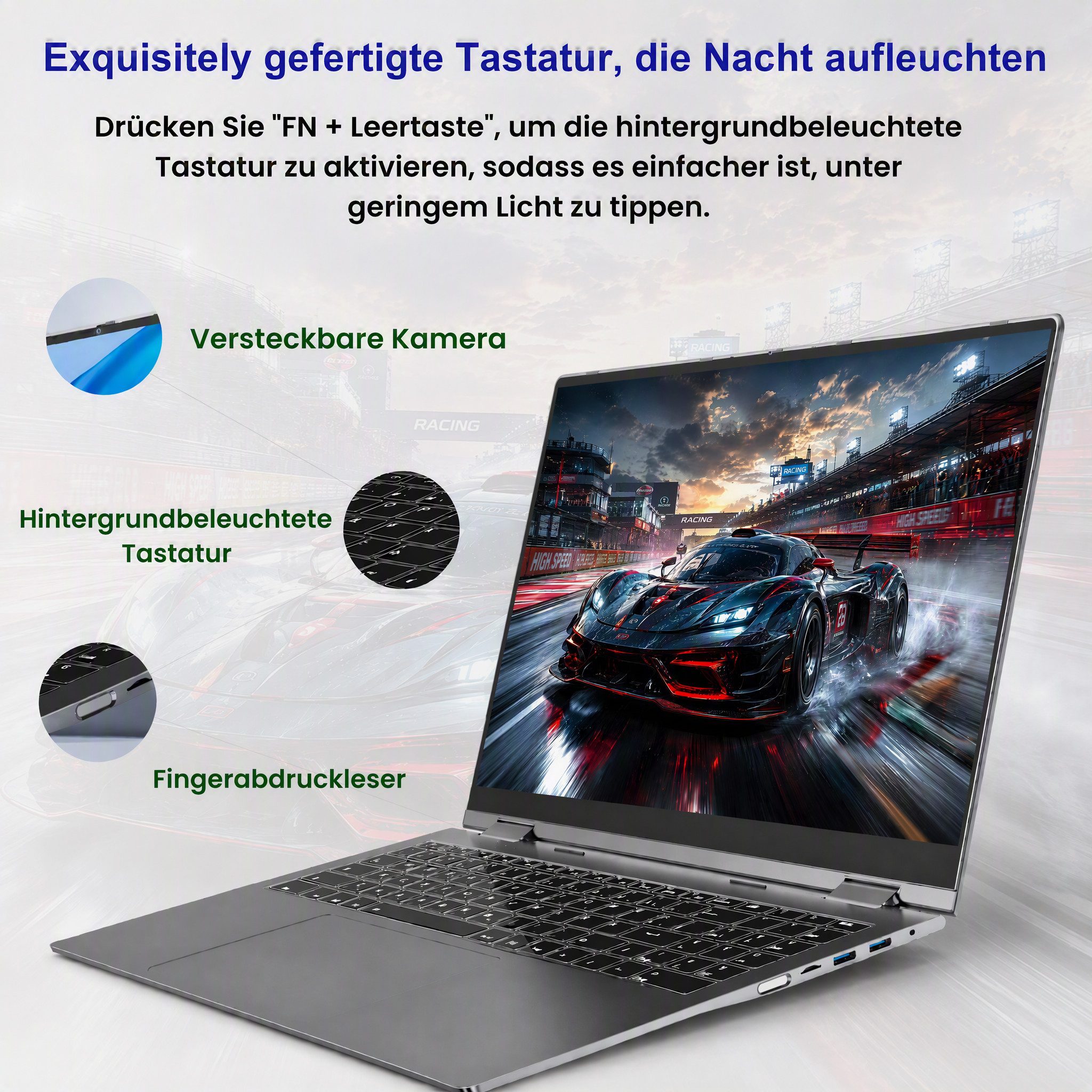 MENGHU Convertible Laptop 16 Zoll 16GB LPDDR5 640GB SSD Fingerabdrucksensor Notebook (Intel N95, Intel UHD Graphics, 16 GB, 640 GB SSD, 4-core CPU)