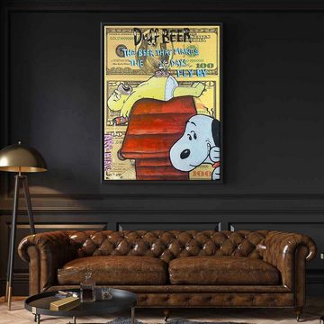 DOTCOMCANVAS® Leinwandbild Duff Beer Magic, Leinwandbild Duff Beer Magic Homer Simpson Snoopy gold Dollarschein