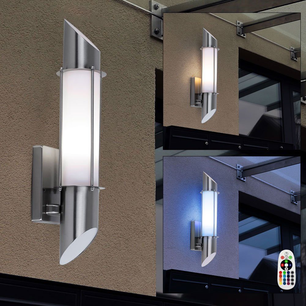 etc-shop Außen-Wandleuchte, LED RGB Edelstahl Spot Design Strahler Wand Leuchte Lampe