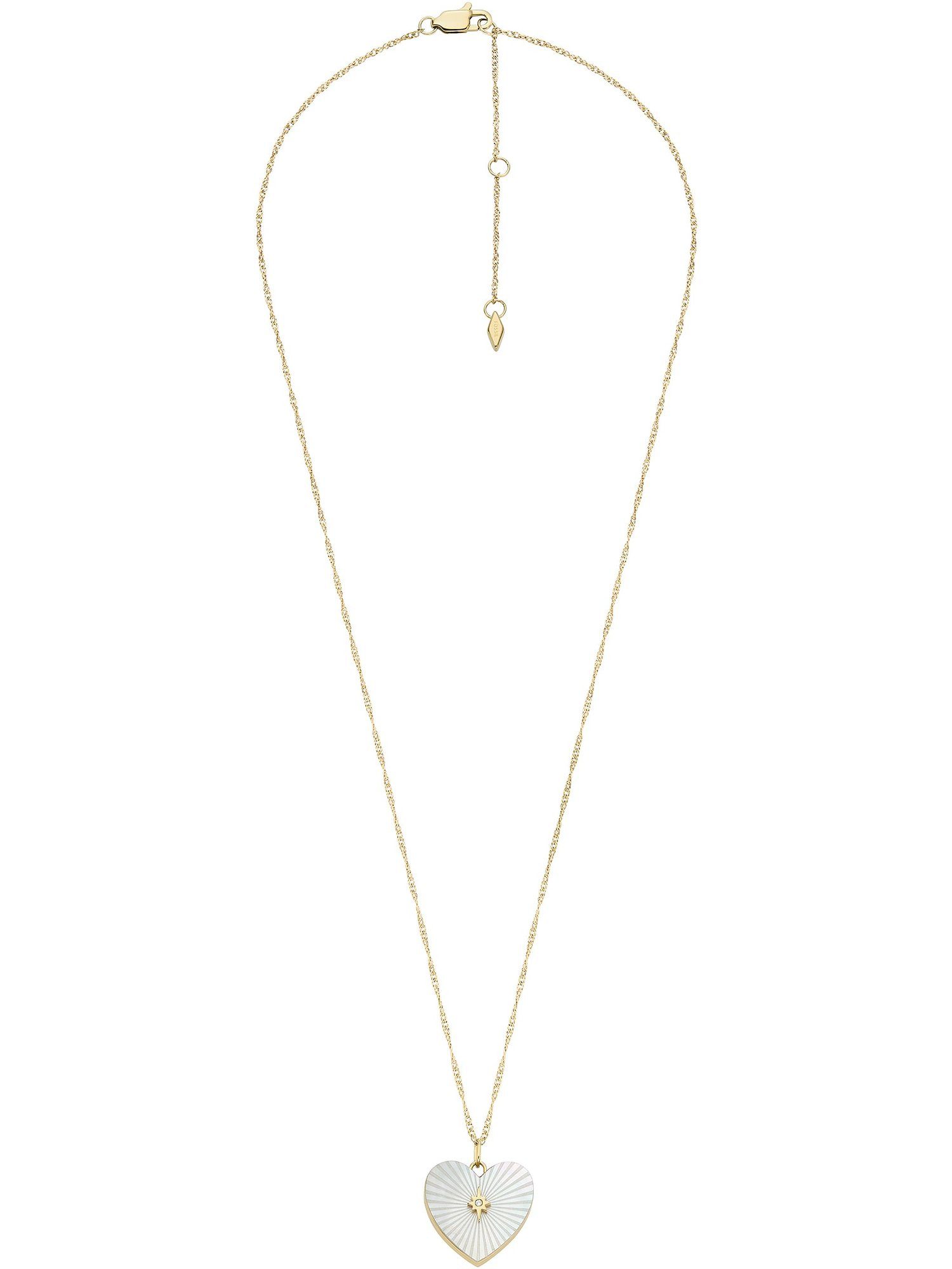 Fossil Collier Fossil Damen-Kette Edelstahl Perlmutt Herz