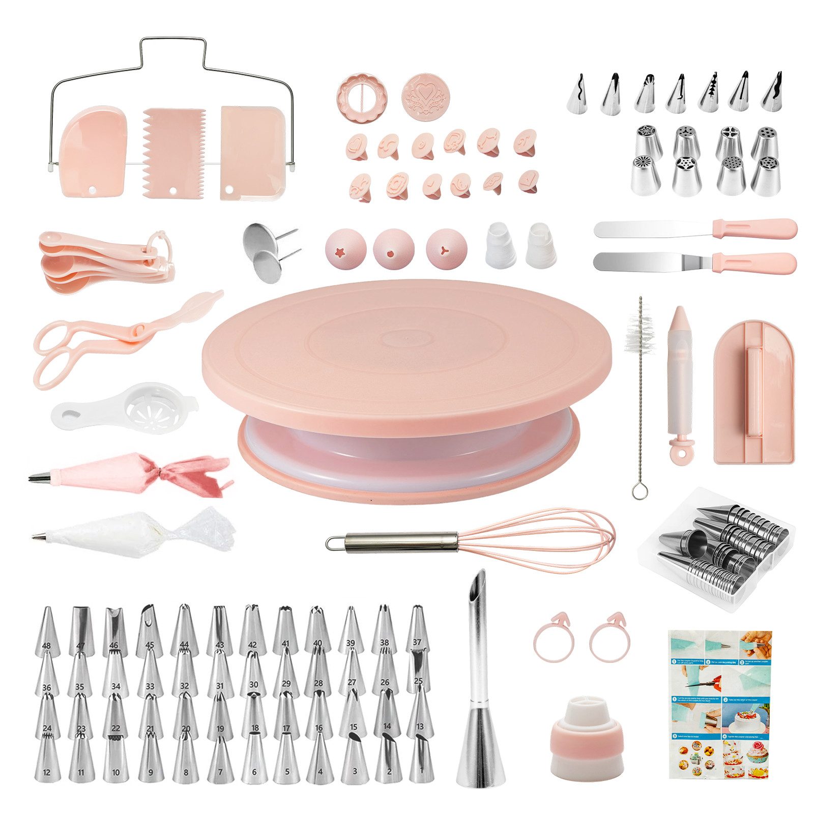 Youyijia Tortenmodellierer 128 teiliges Tortendeko Set mit Drehteller Spritzbeutel Tüllen