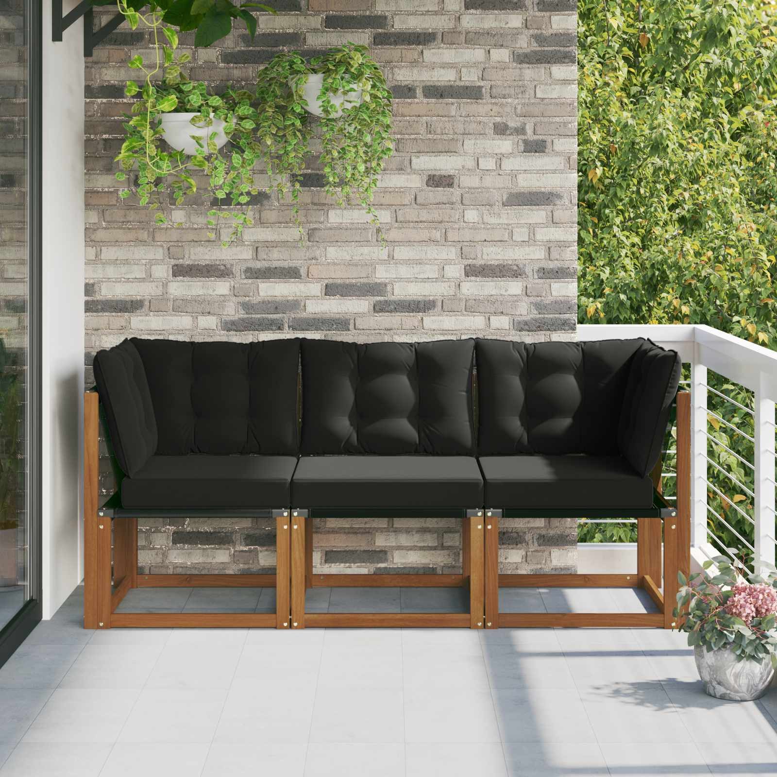 vidaXL Sofaelement 3 stk. Outdoor Mittel- und Ecksofa Natur (3 St)