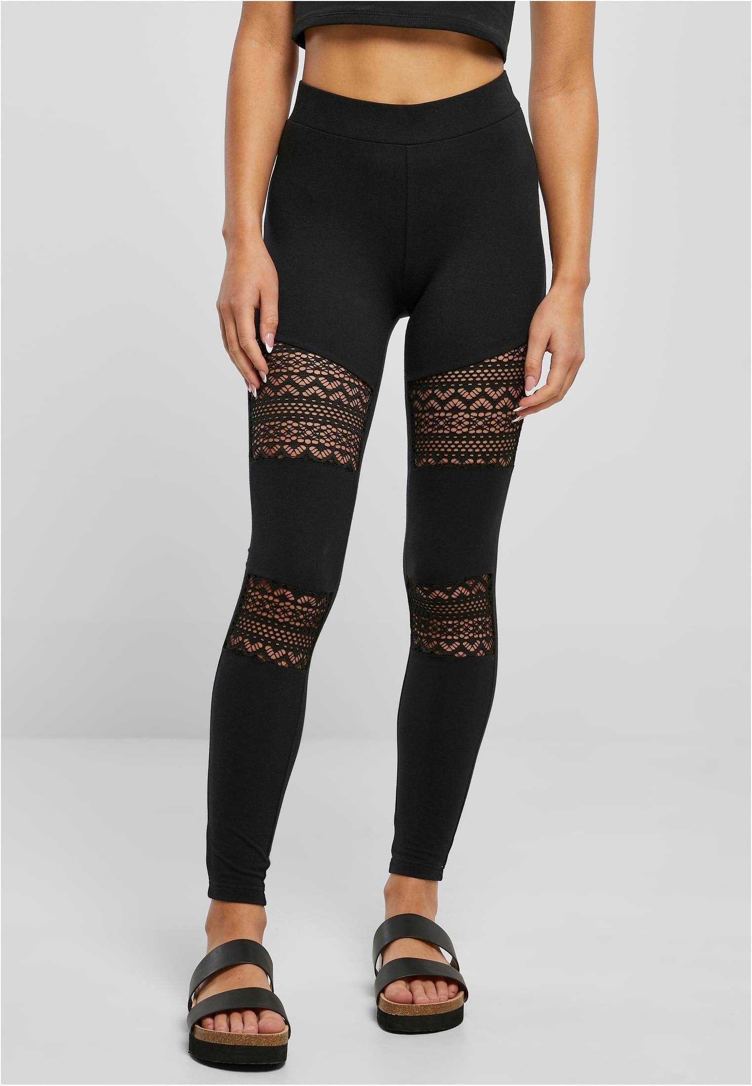 Leggings Ladies Crochet Lace Inset Leggings XS bis 5XL