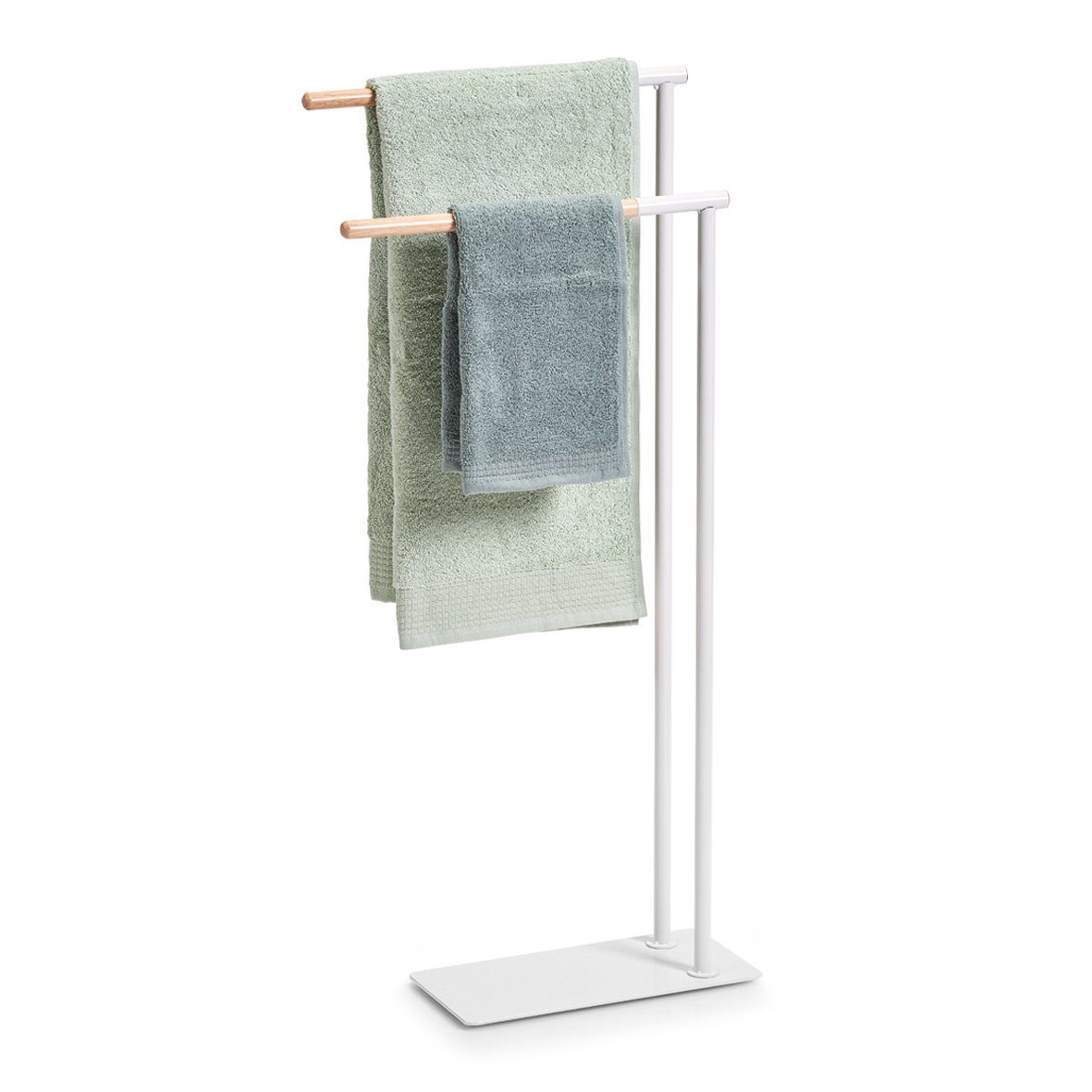 Zeller Present Handtuchhalter Handtuchständer, Metall/Gummibaum, weiß, 38,5 x x 15 cm 84