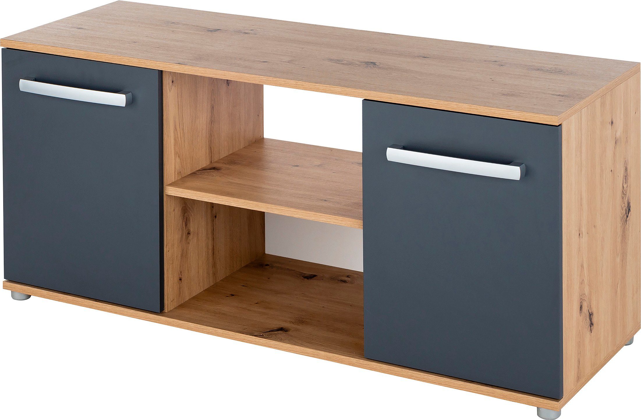 arthur berndt Jugendzimmer-Set Alessio, Anthrazit mit Artisan Eiche Dekor, viel Stauraum, (Set, 6-tlg., Kleiderschrank, Bett mit Schubkasten, Schreibtisch, Bücherregal etc), mit Melamin-Oberfläche, Made in Germany
