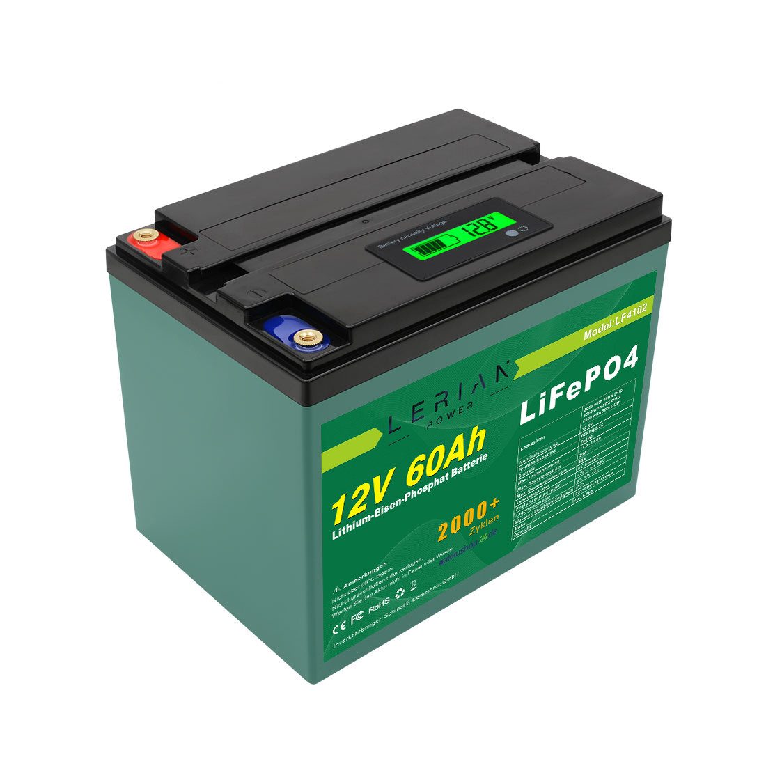 LERIAN POWER LiFePO4 Akku 12V 60Ah 60A LFP Batterie für Camping Boot Solar Akku