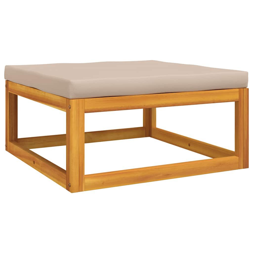vidaXL Sofaelement Gartenhocker mit Kissen Taupe Massivholz (1 St)