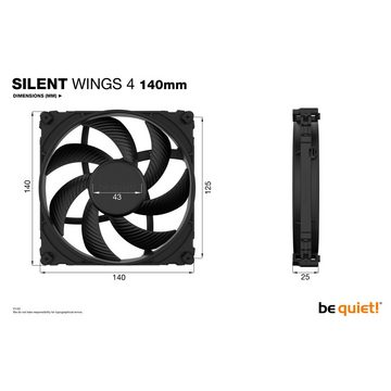 BeQuiet Computer-Kühler BeQuiet SILENT WINGS 4, 140mm PC-Gehäuse-Lüfter Schwarz (B x H x T) 1