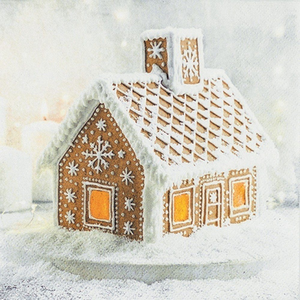 HOME FASHION Papierserviette 20 Servietten Gingerbread House - Lebkuchenhaus 33x33cm, (20 St)