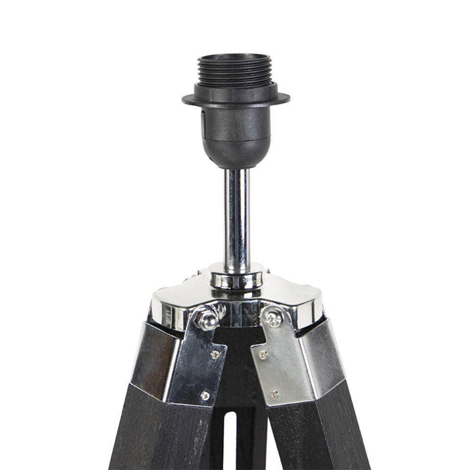 Qazqa Stehlampe Tripod, ohne Leuchtmittel, Warmweiß, QAZQA Stehlampe, e27, Schwarz, Holz, Industrie