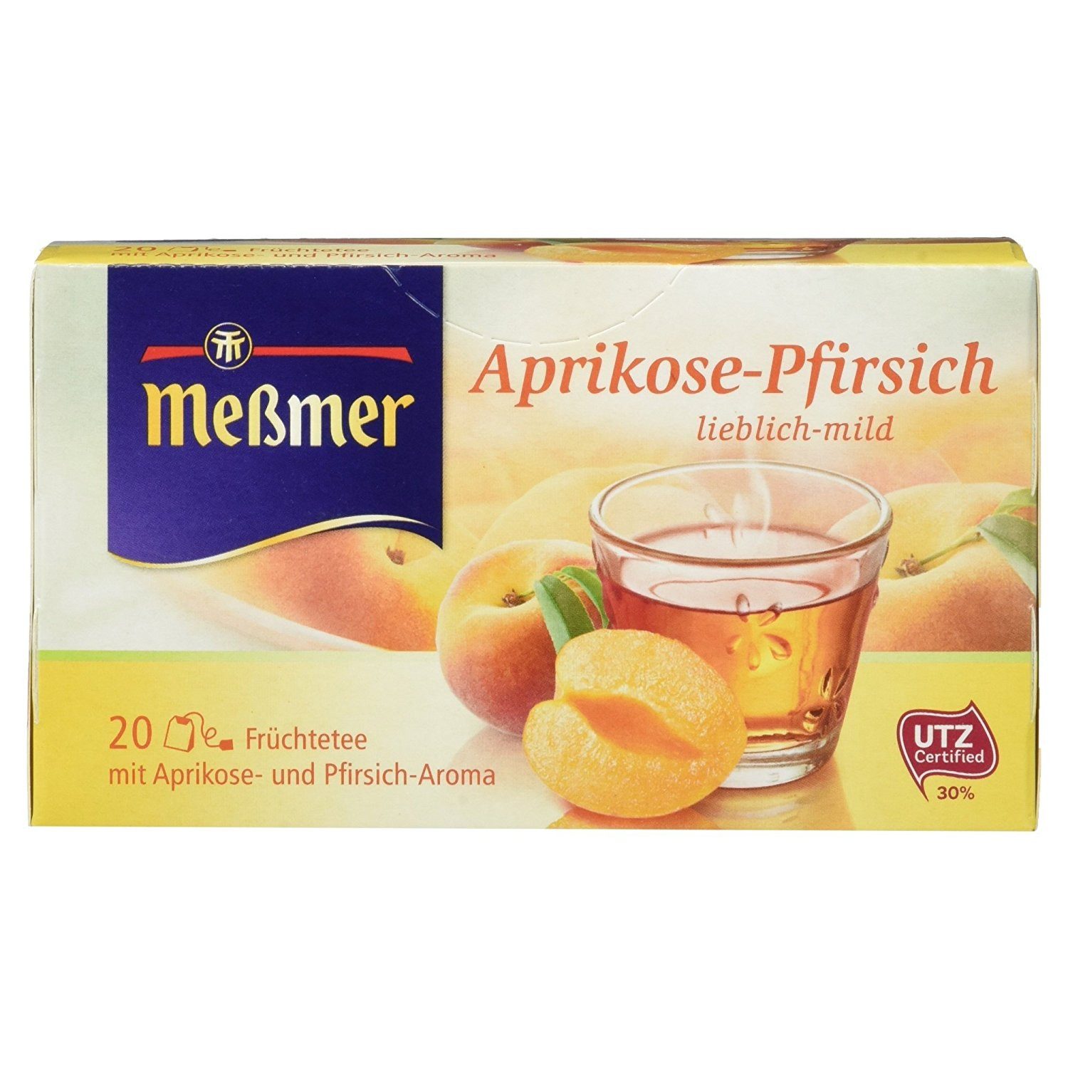 Meßmer Tee, Meßmer Aprikose Pfirsich Früchtetee lieblich mild 20 Beutel 50 g