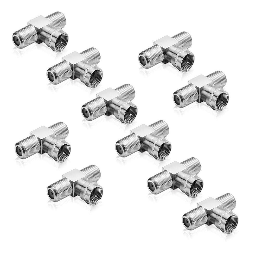Sat-T-Stück 1-mal F-Stecker auf 2-mal F-Buchse (10 Stück) SAT-Kabel