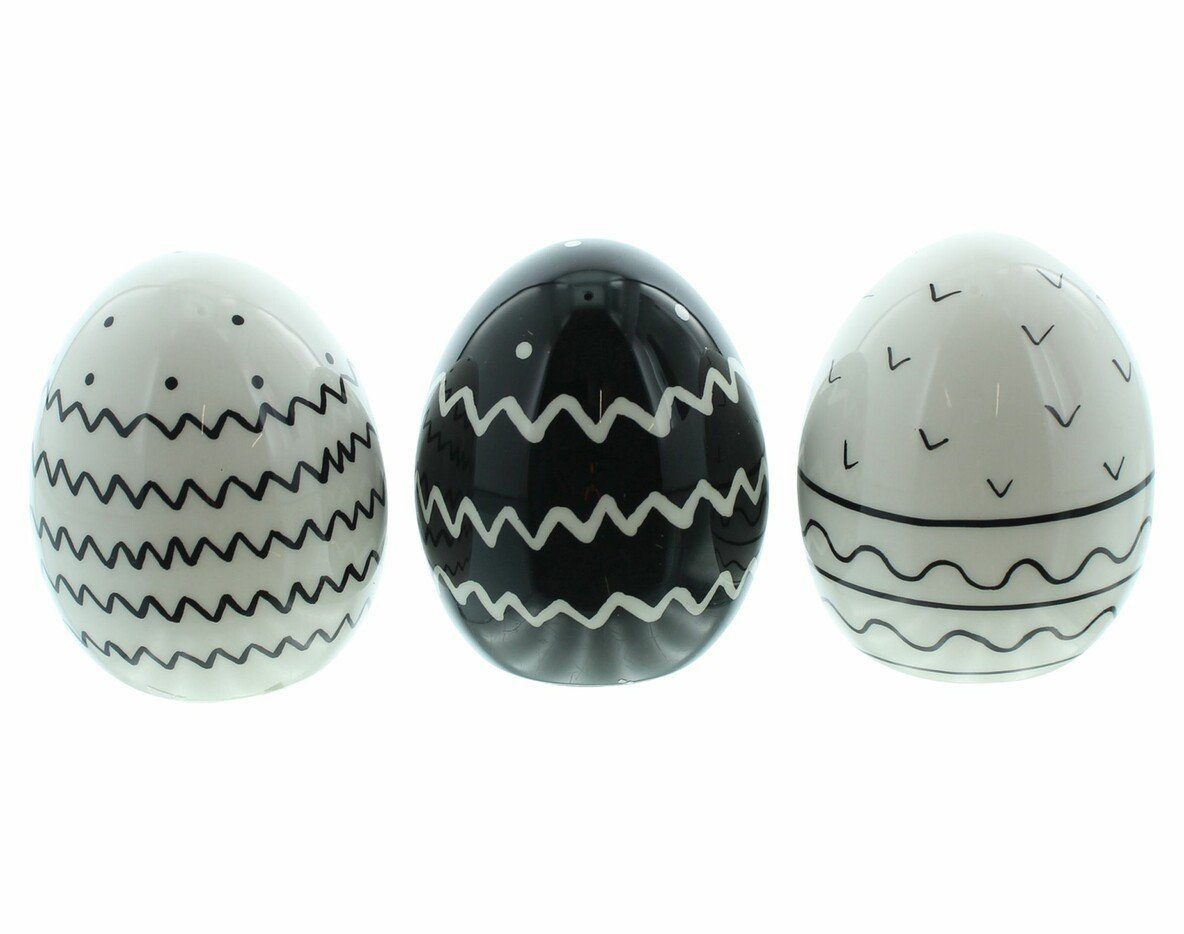 Home-trends24.de Osterei Deko-Ei Ostereier Osterdeko Deko Eier Schwarz Weiß Tischdeko 3er Set