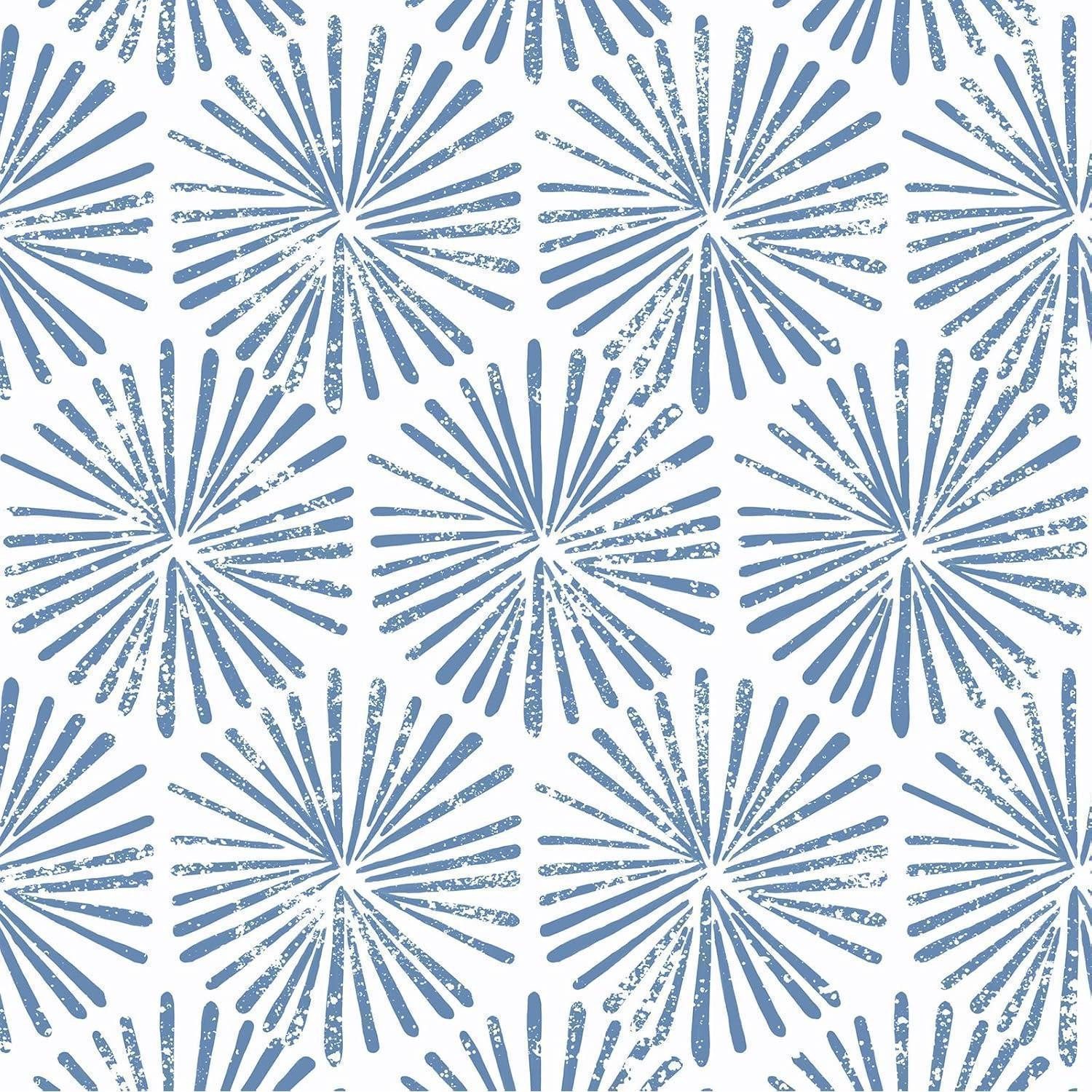 LuxusKollektion Möbelfolie Tapete Selbstklebend Geometrisch Blau Weiß 0.4W x 10L m Blau