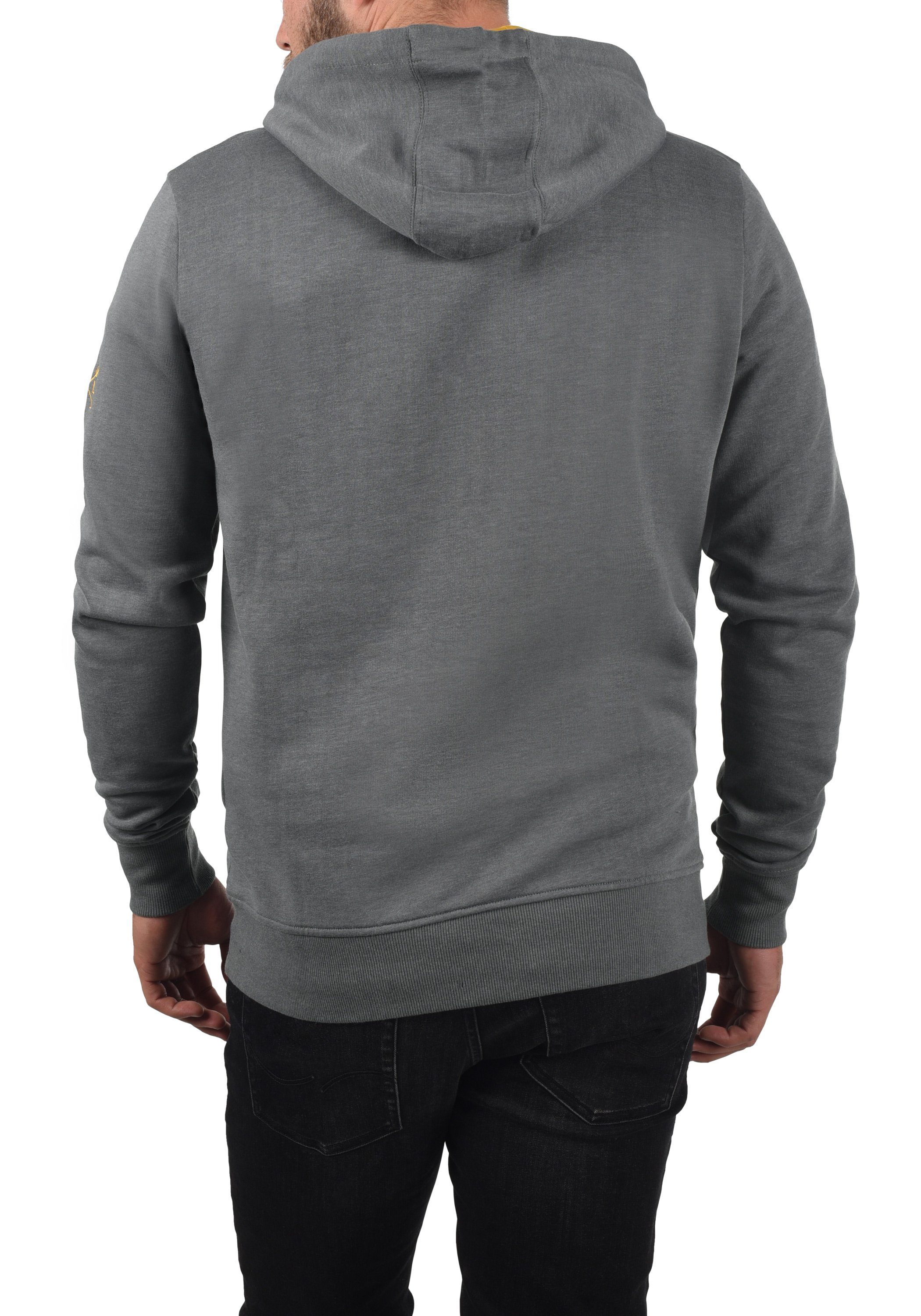 (1840051) kontrastreichen !Solid mit farblichen SDKenan Hoodie Grey Melange Kapuzensweatshirt Details