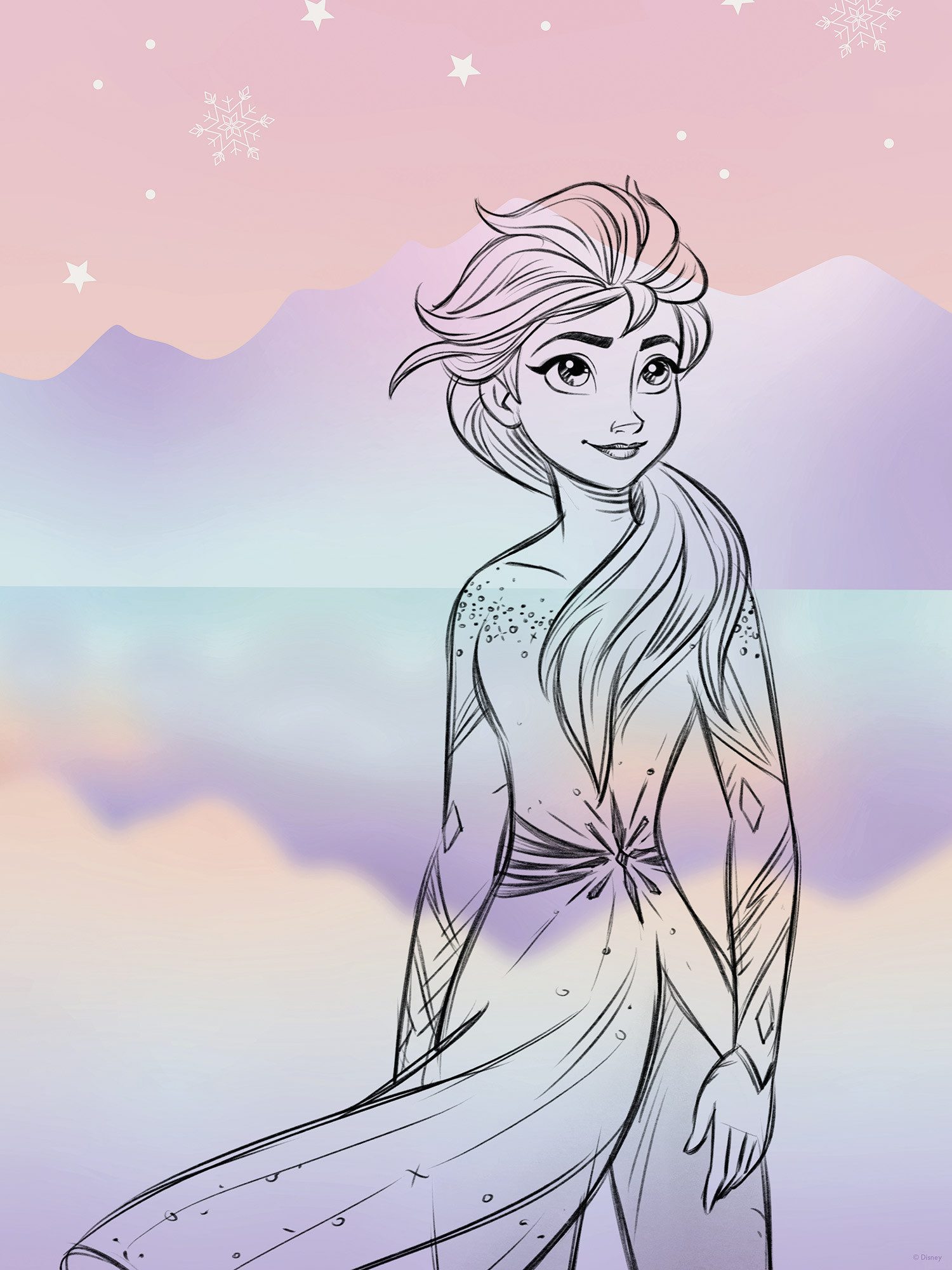 Komar Wandbild Disney Frozen Pastell Lights, Disney (Set, 1 St), 30 x 40 cm (Breite x Höhe) - Kinderzimmer, Dekoration