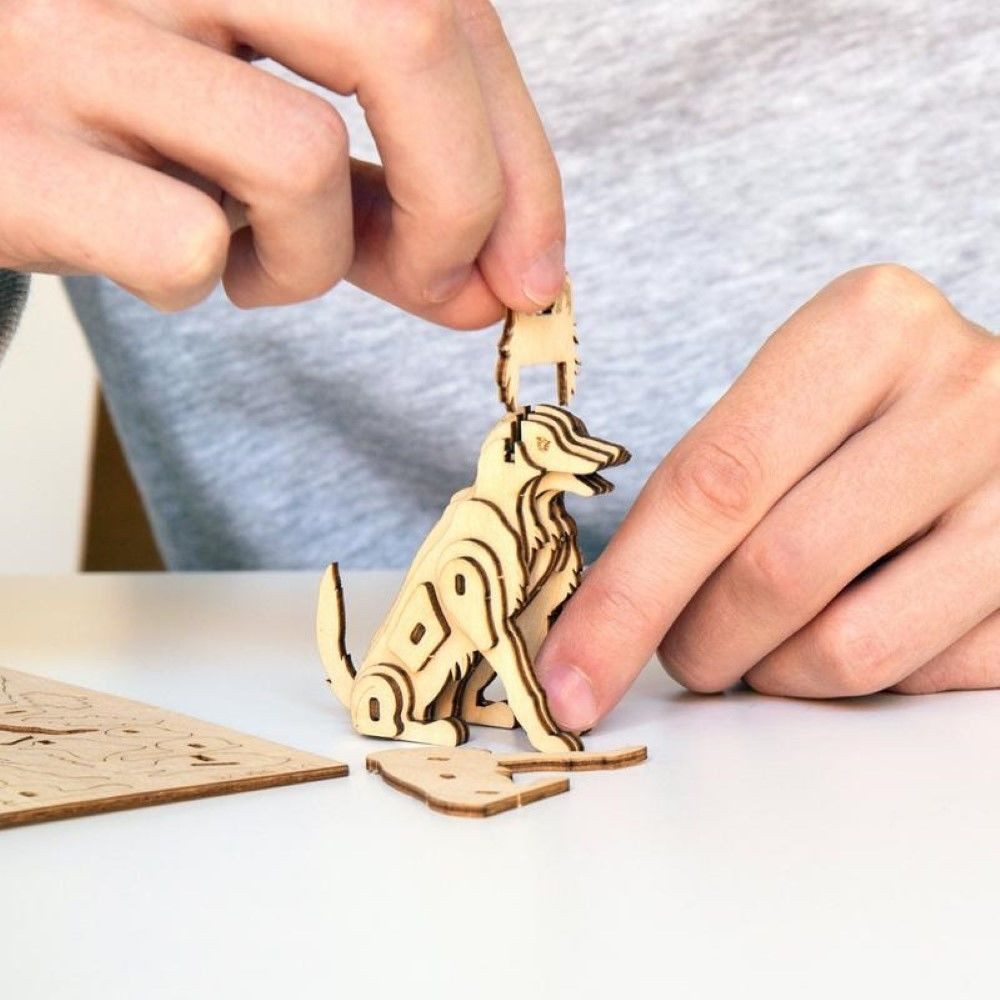WestCraft 3D-Puzzle geschicktes 3D Holz Tier Puzzle für Klein & Groß, Holz Hund (klein), 70 Puzzleteile, viele Teile, Spaß mit Dinosaurier Mammuth Gorilla Seepferdchen & Co