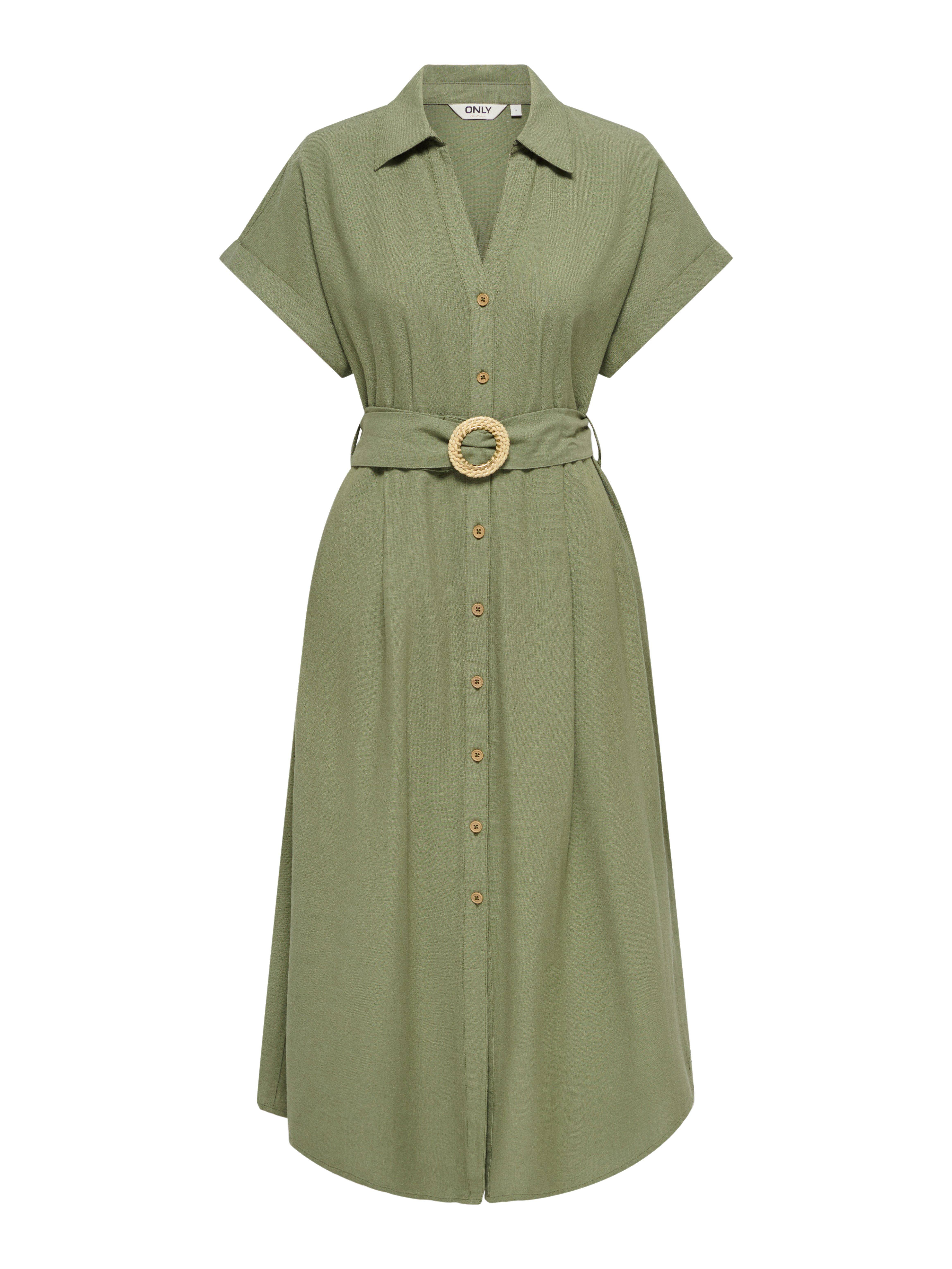 ONLY Hemdblusenkleid ONLJAKIRI LINEN SS MIDI SHIRT DRESS WVN Viskosemischung mit Leinen, regular fit