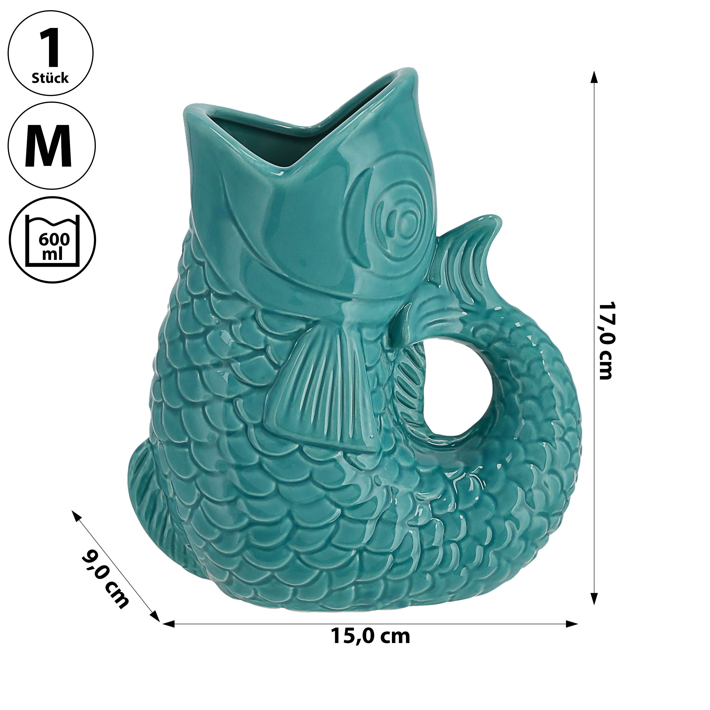 CEPEWA Dekovase Vase Fisch 'Blubb' 15x17x9cm Dolomit türkis Blumenvase Tisc günstig online kaufen