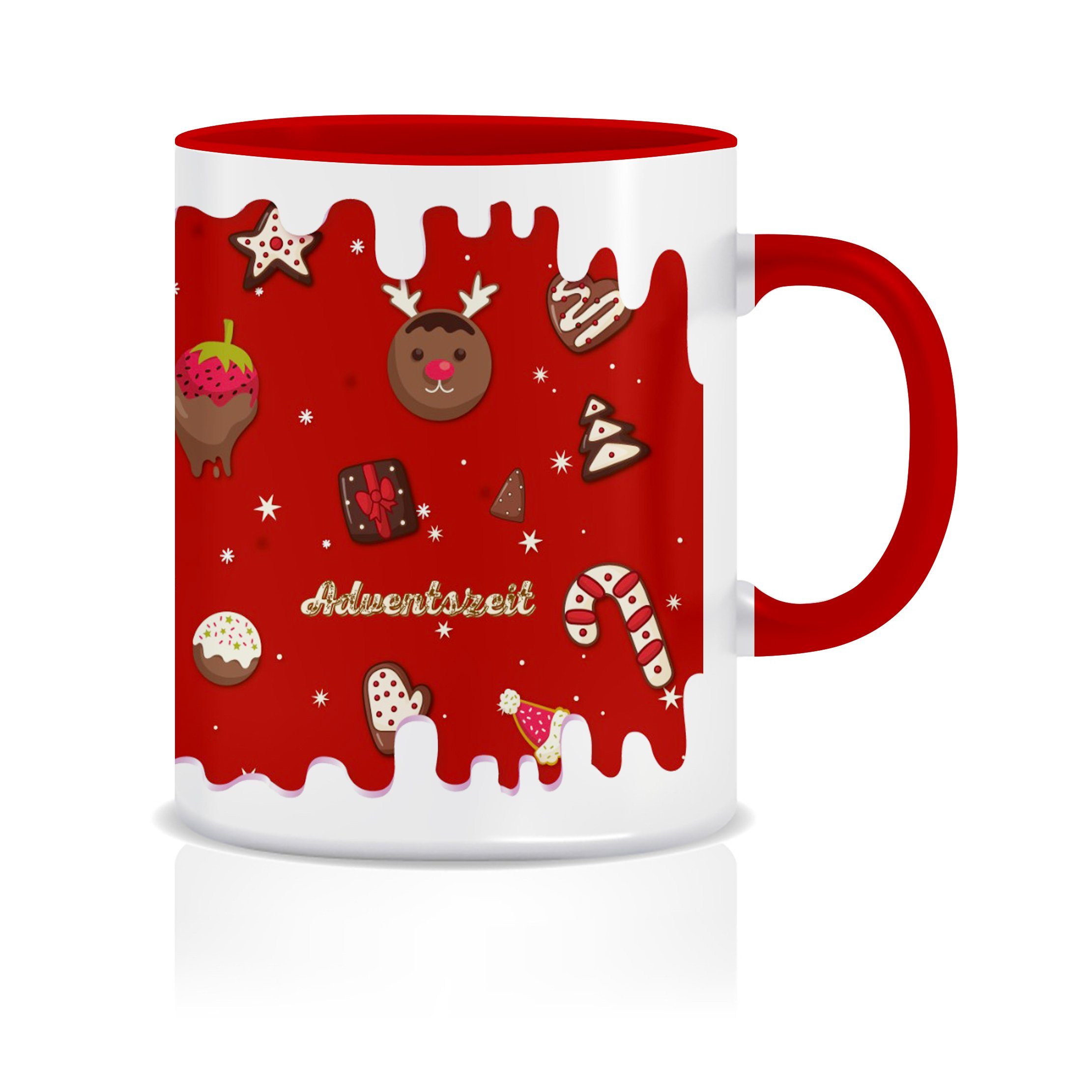 Geschenkbox, inkl. Weihnachtsdeko Deko, Spülmaschinen- Kaffeetassen, beidseitig, und Rot Becher Weihnachten, Giftandprint Giftandprint Lebkuchen mikrowellengeeignet