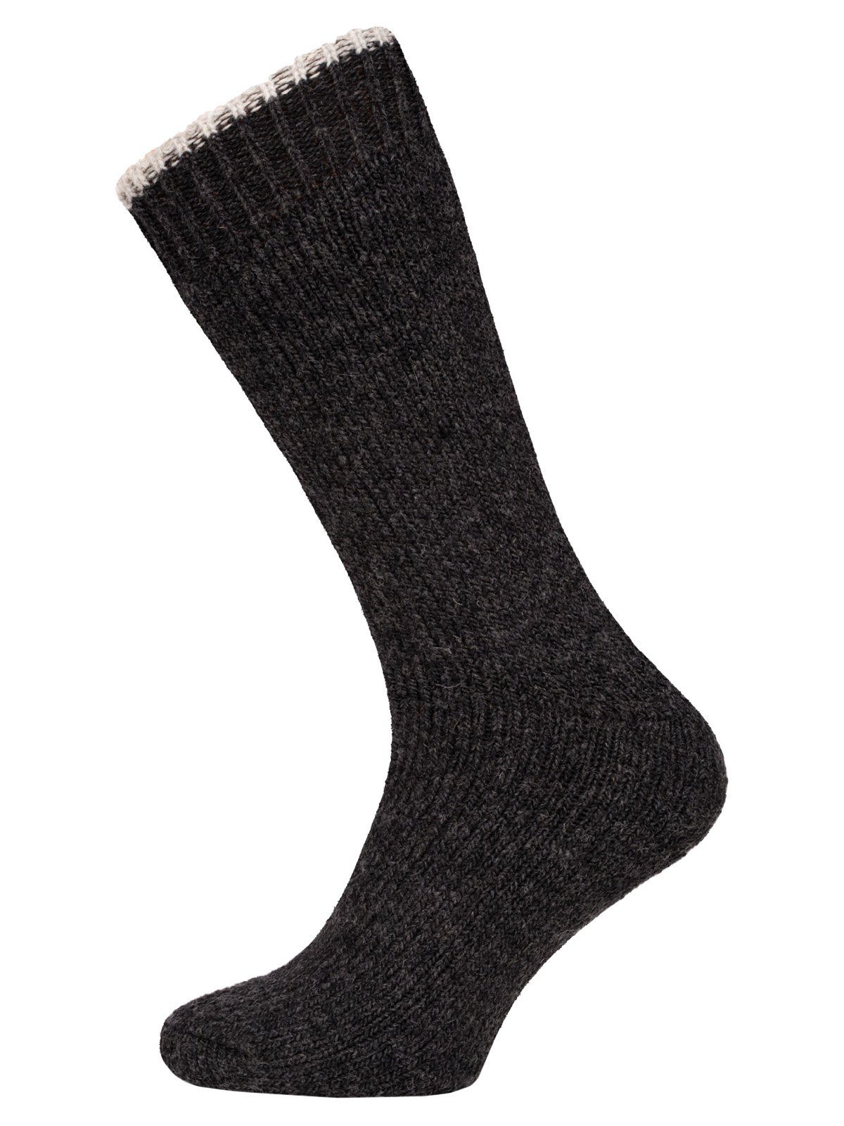 HomeOfSocks Norwegersocken Skandinavische Wollsocke "Inuit" Nordic Frottee Extra Dicke Socken Warm Hoher 80% Wollanteil Einfarbig Anthrazit